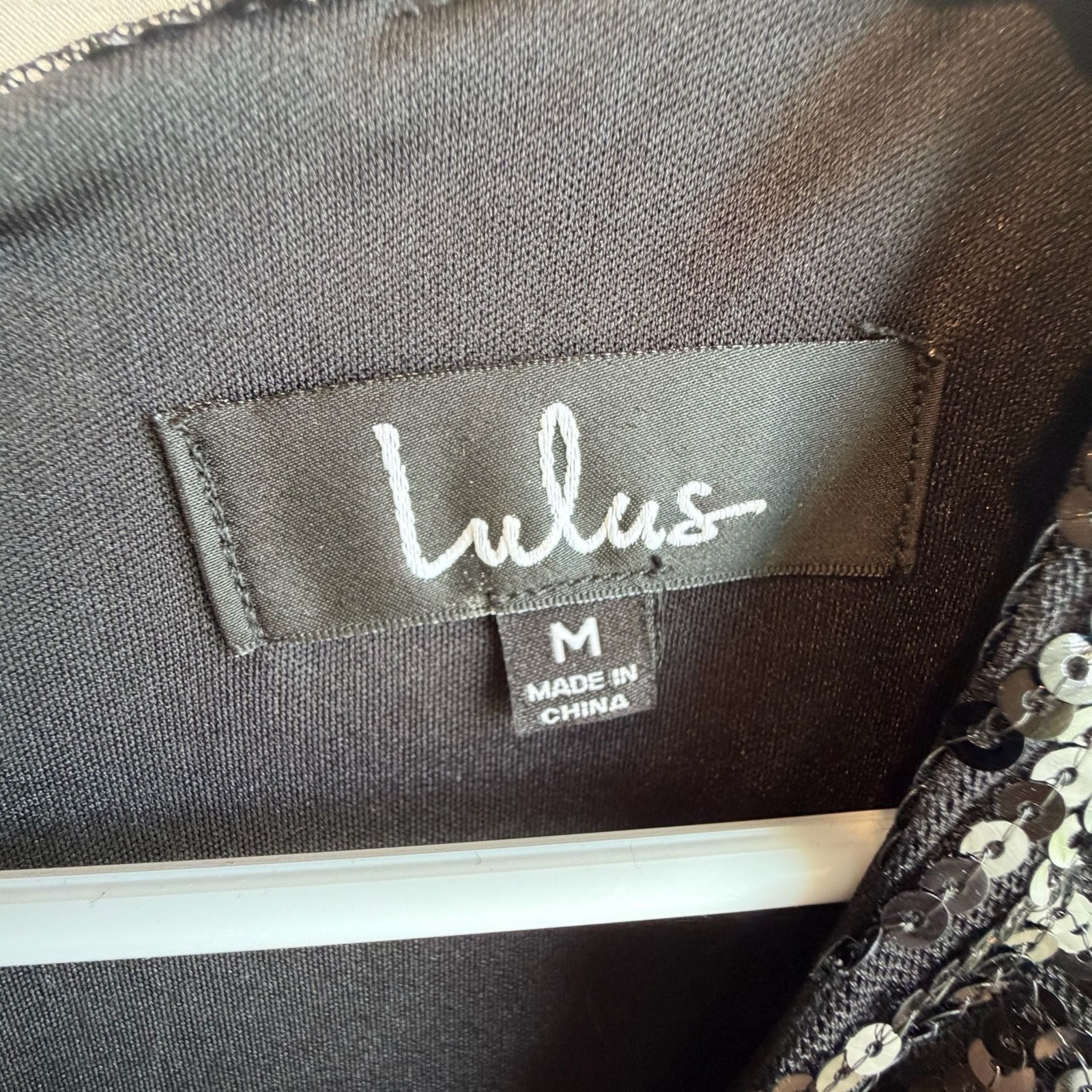 Lulus Stardust Black Sequin 3/4 Sleeve Scalloped Bodycon Dress