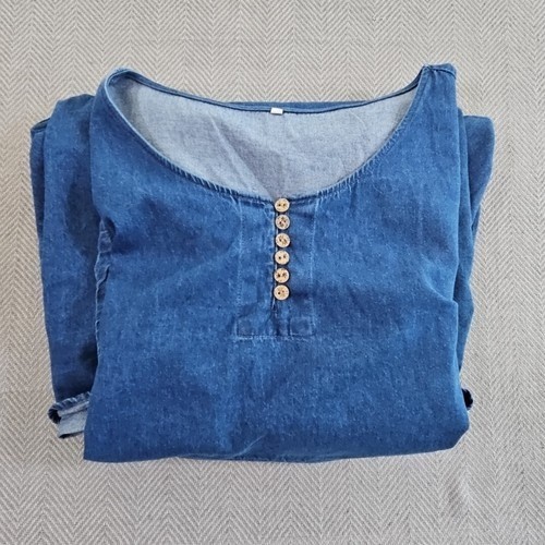 Minibee Ruffle Dress Woman’s 3XL Blue Oversized Casual Midi Pockets Short Sleeve