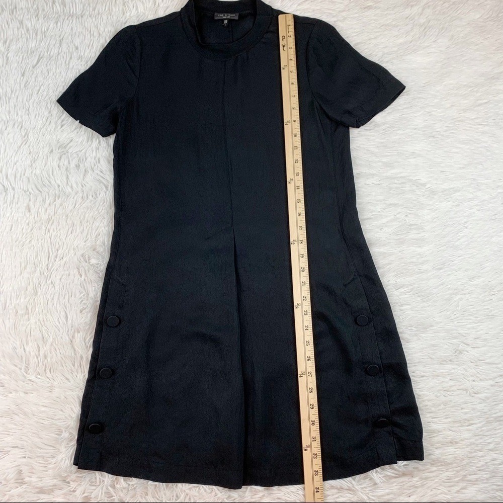Rag & bone short sleeve crew neck pleated t-shirt dress in black side button