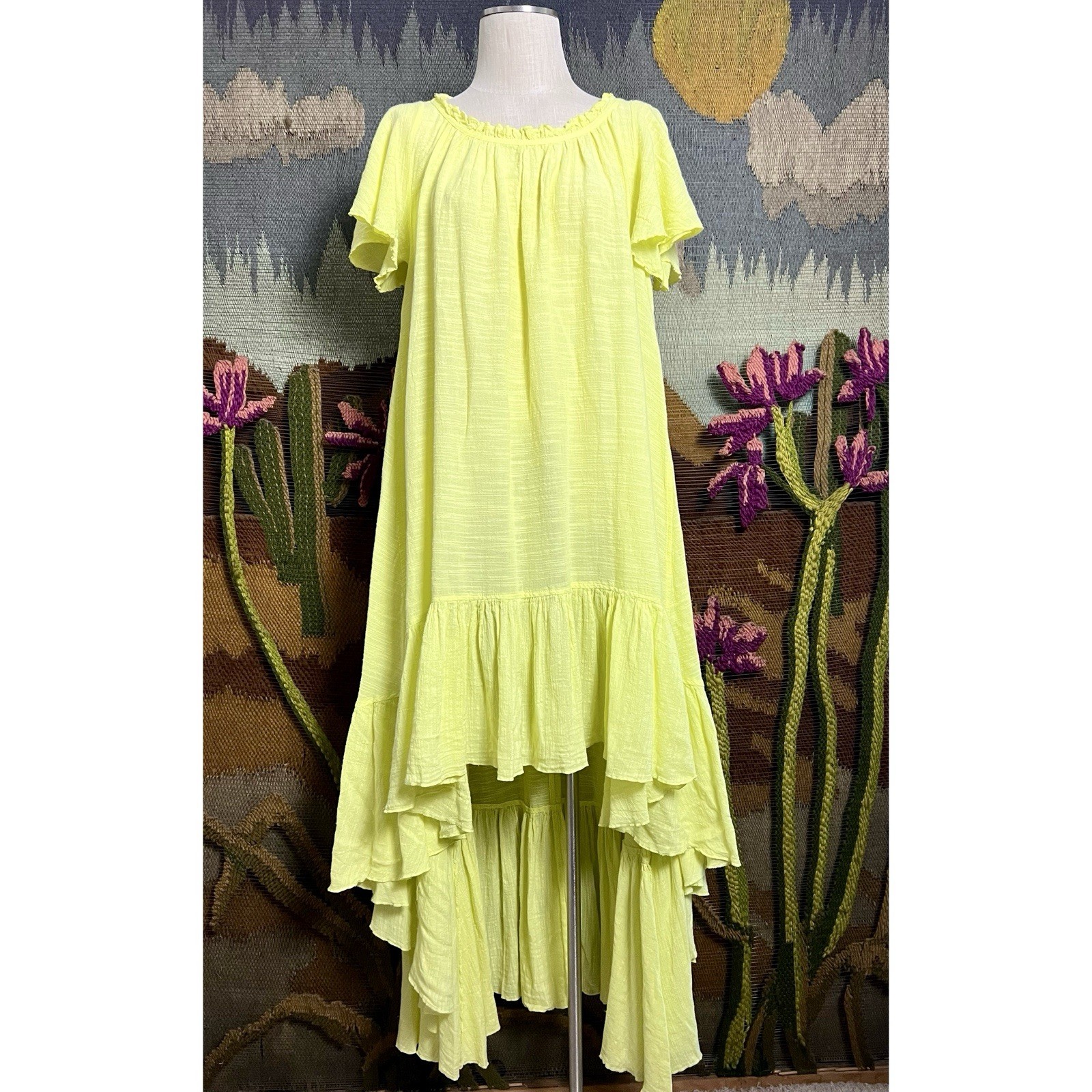 Devotion Twins High Low Neon Lime Maxi Dress S