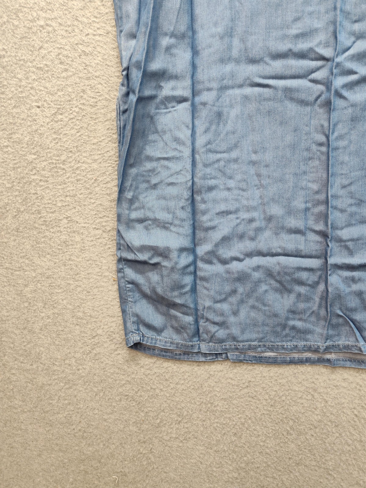 Caslon Dress Womens Large Blue Chambray Lace Up Scoop Neck Shift Short Sleeve