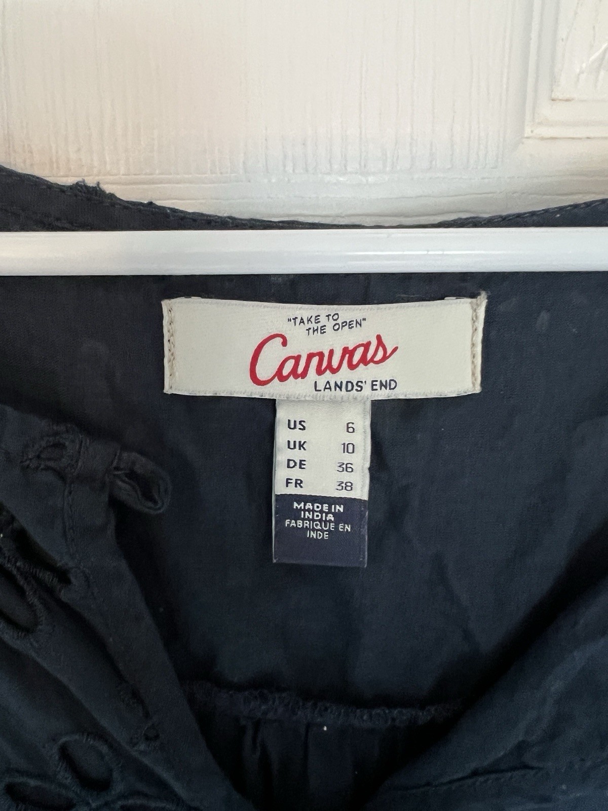 Lands End Canvas Navy Blue Eyelet Dress Size 6