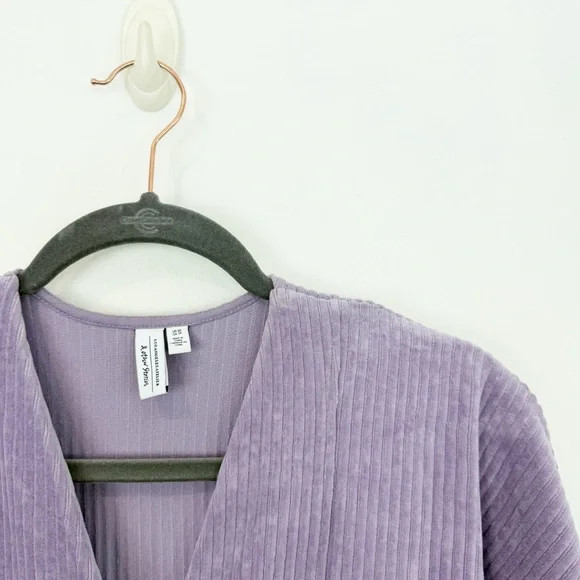 & Other Stories Lavender Corduroy Long Sleeve Wrap Mini Dress Size XS