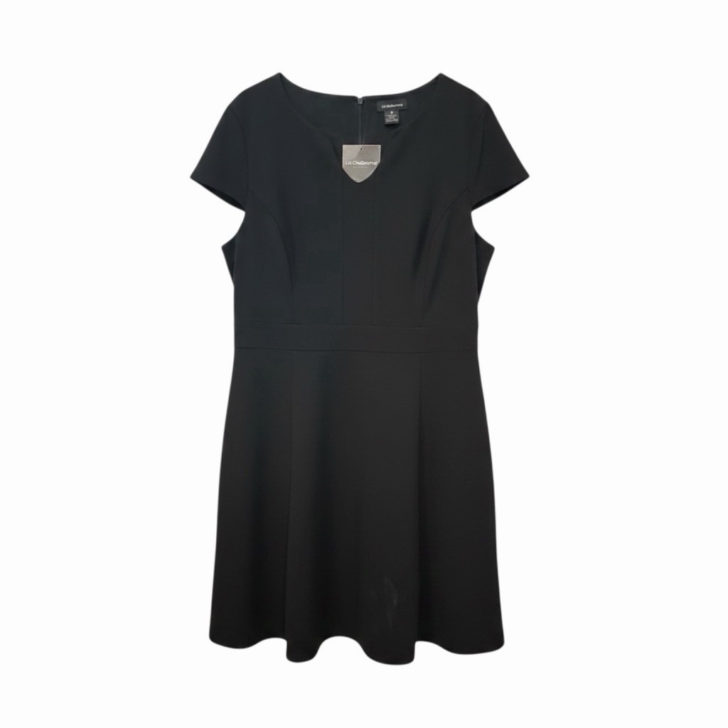 Liz Claiborne Women’s Black A-Line Midi Dress w Cap Sleeves, Size 18 NWT