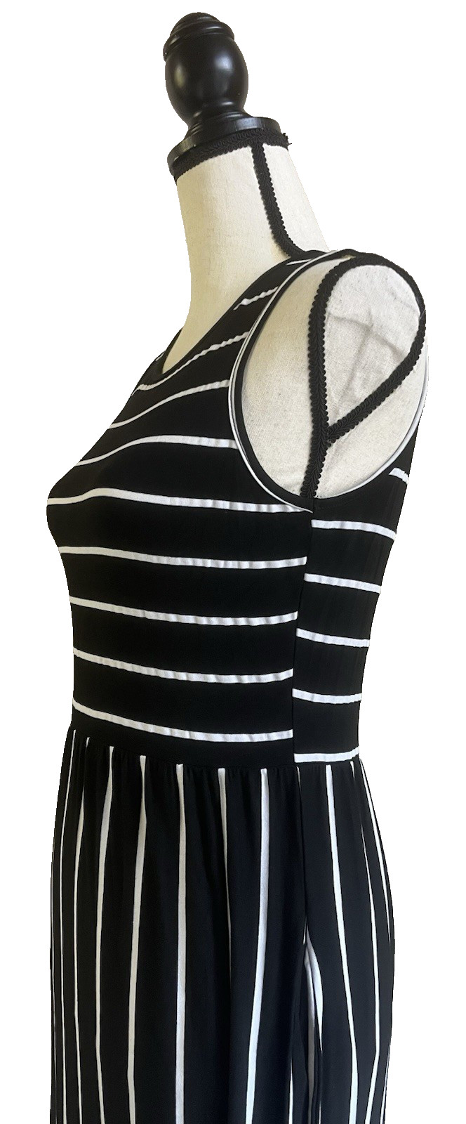 Hount Women’s Size Small Pullover Sleeveless Long Maxi Dress Black/White Stripes