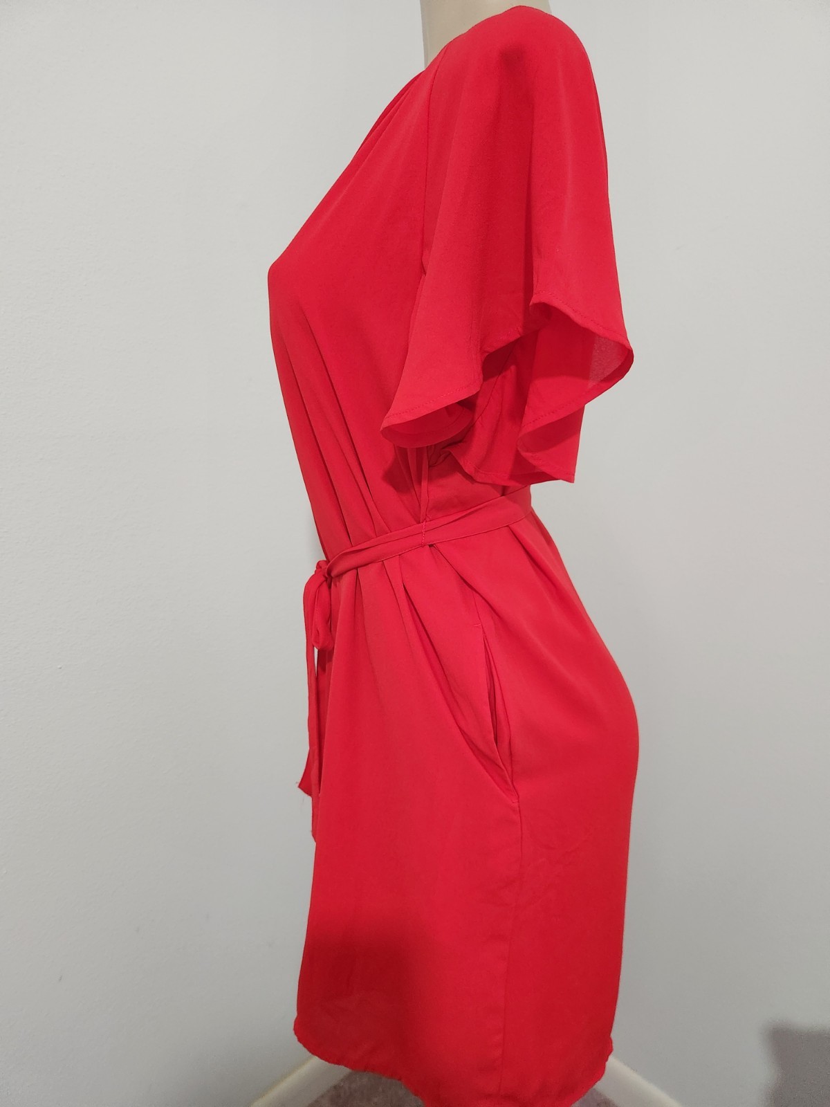 Gag Women’s Poyester Ruffle Sleeve Red Dress Saze XS #5