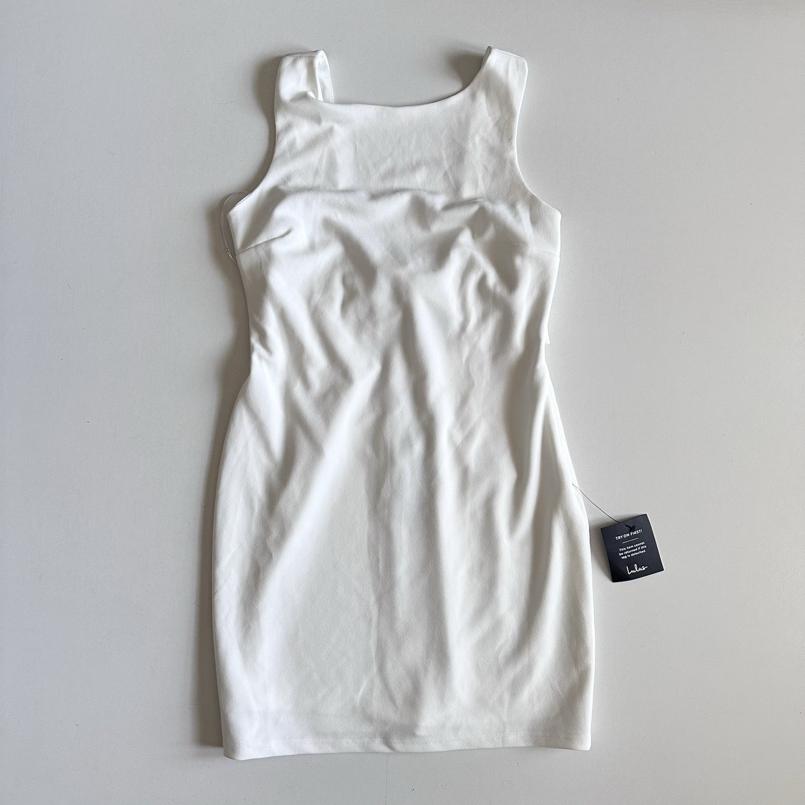 NWT Lulus Devoted Lover White Backless Knotted Mini Dress Large