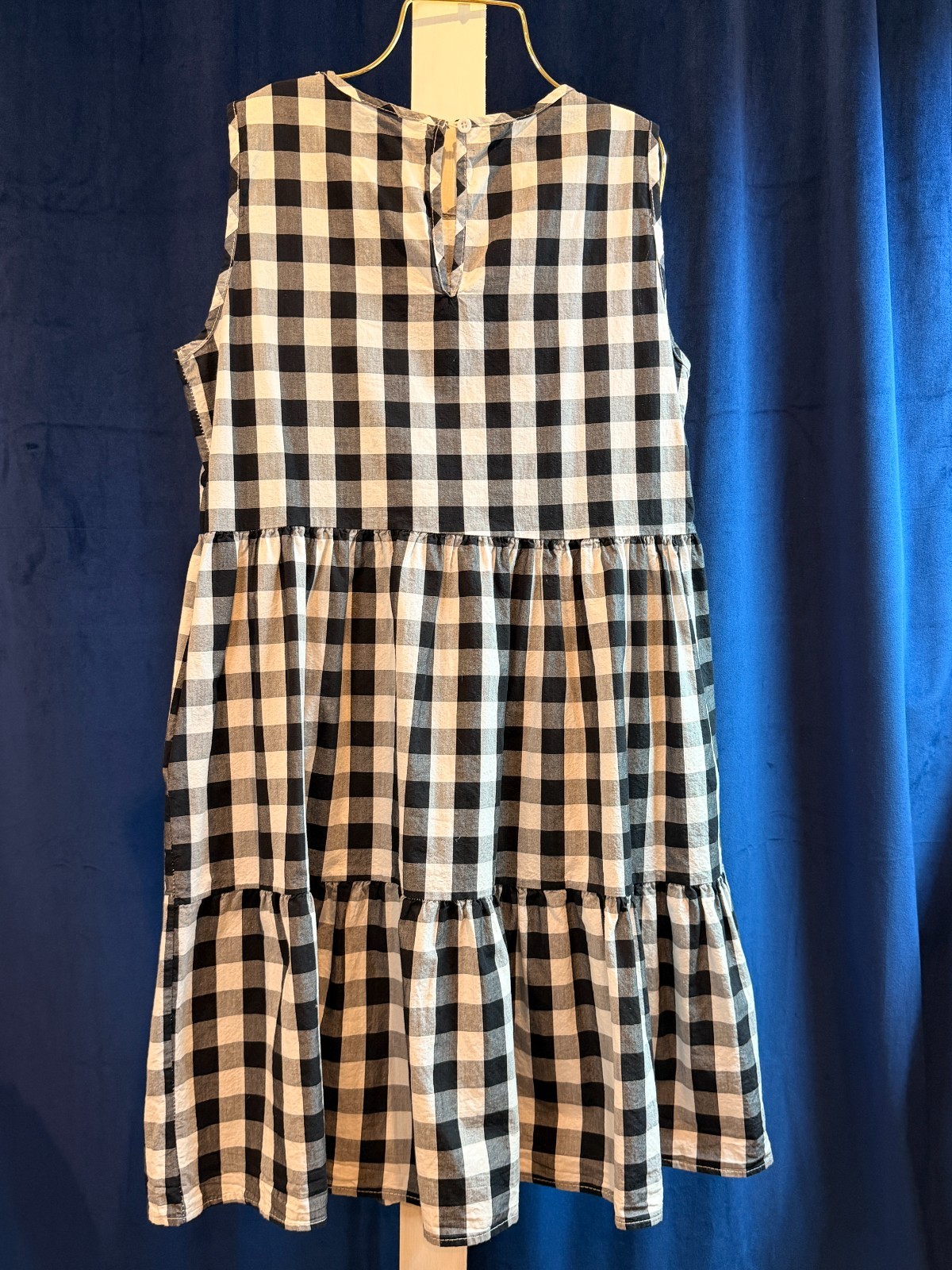 Gingham / Checkered Black and White Babydoll Tiered dress- size S