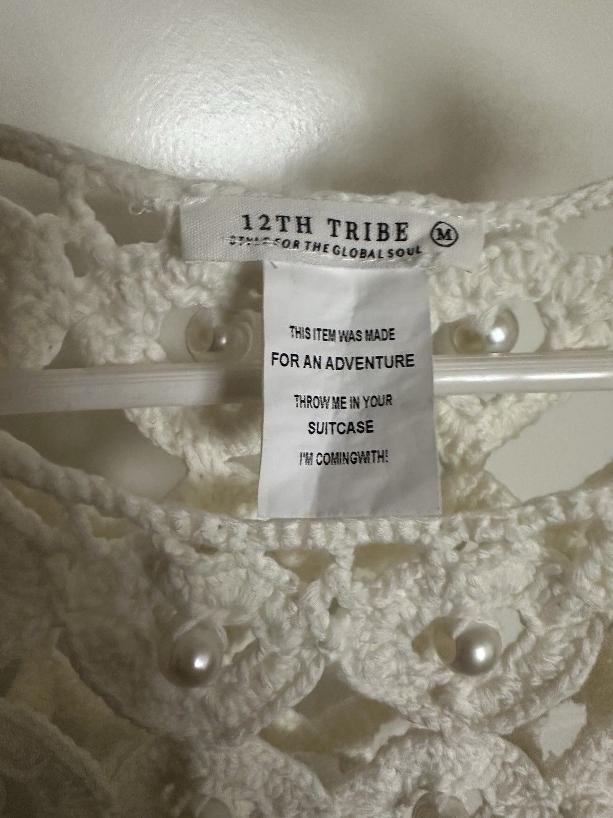 12th Tribe Crochet Fringe Maxi Dress With Pearls Women’s Size Medium