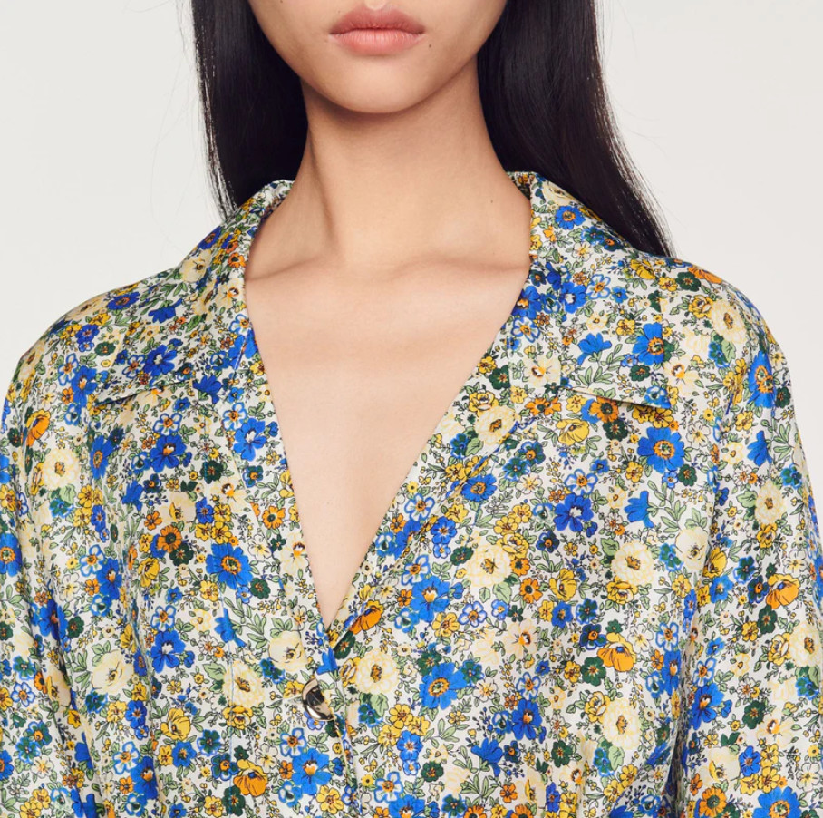 Sandro dress multi-colored silk size 38 women’s silk dress floral SFPRO02605