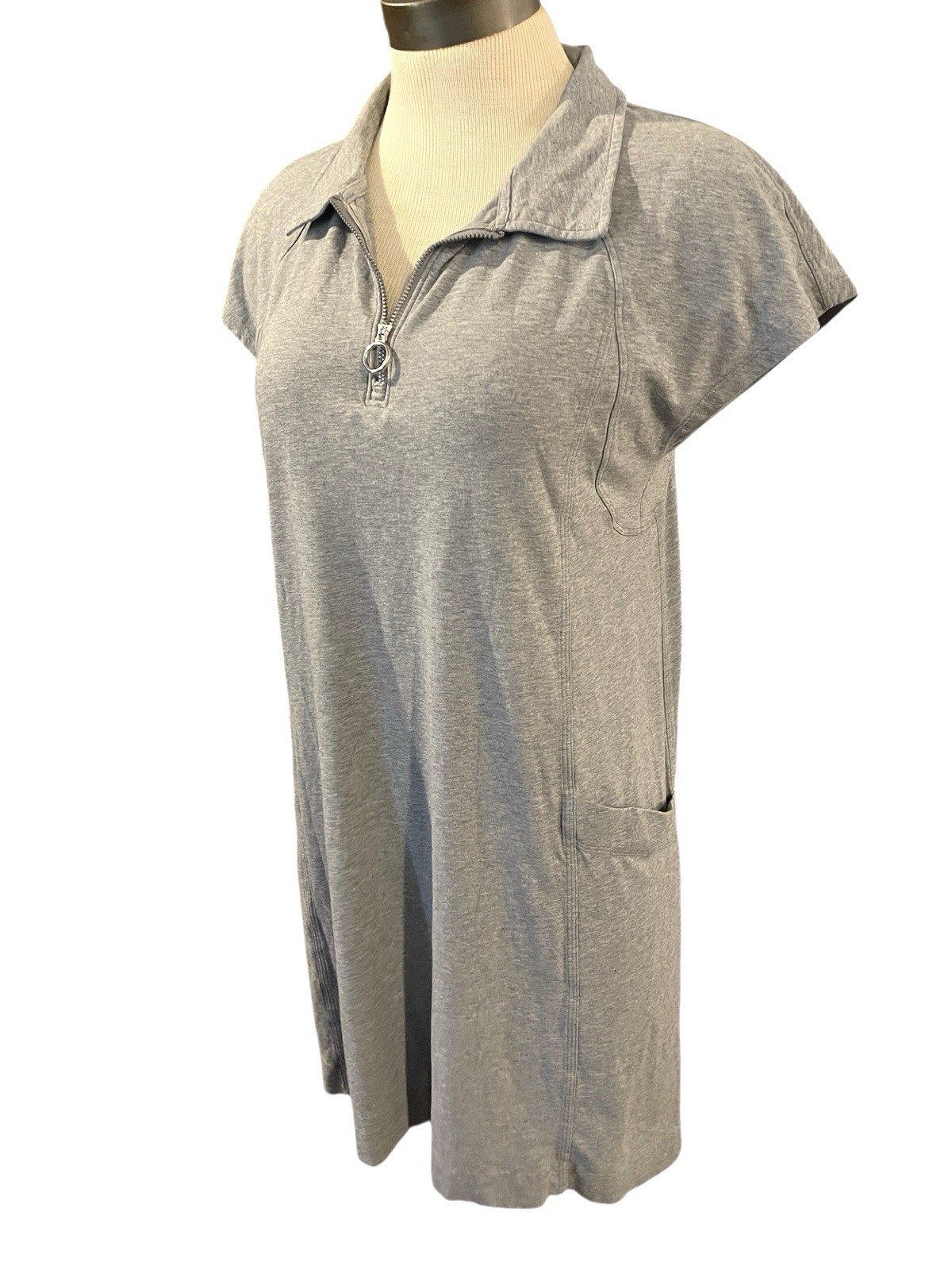 LULULEMON Womens 10 Players Pro-Form Polo Grey Pima Cotton Stretch T-Shirt Dress