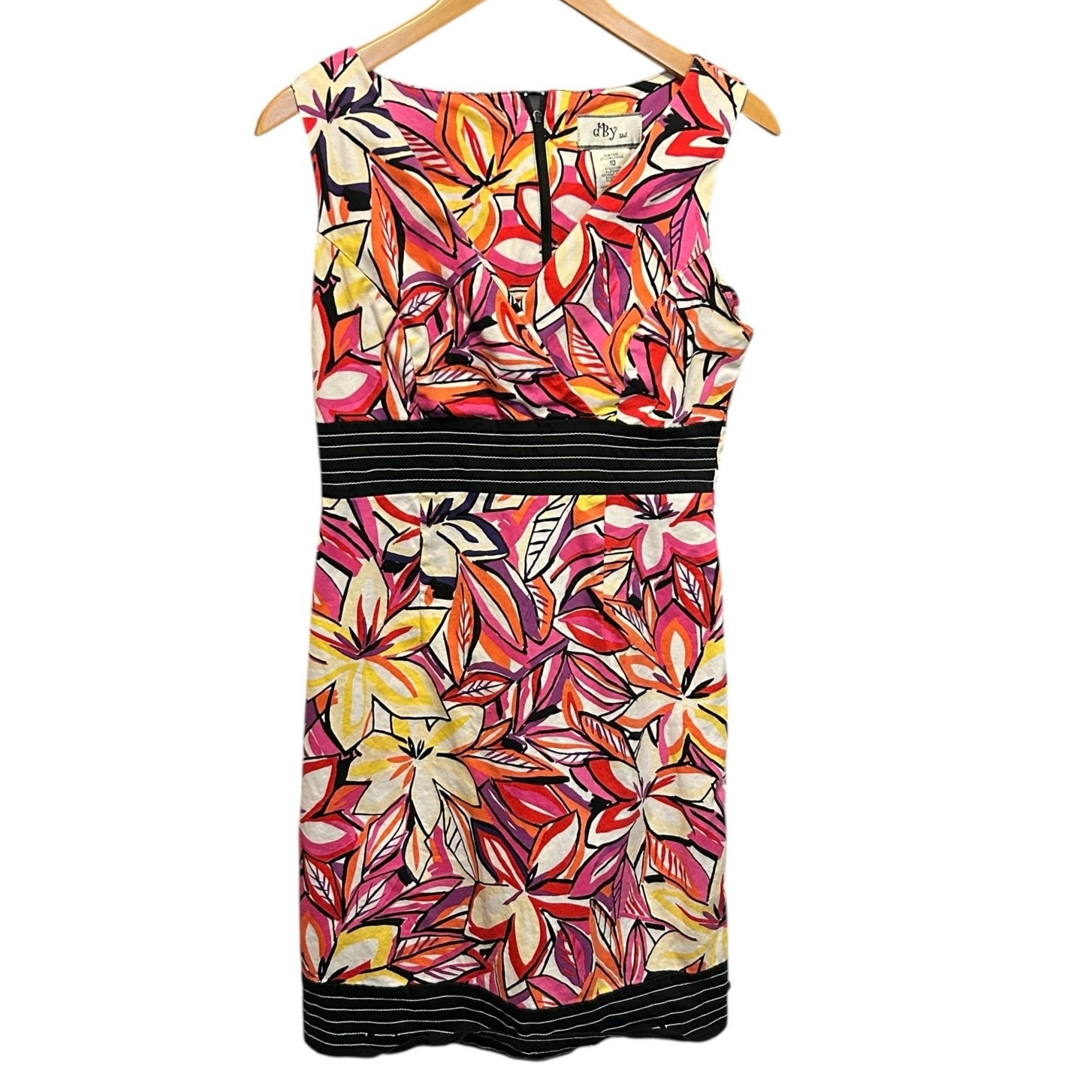 Y2K DBY Ltd Women Sheath Dress 10 Retro Vibrant Whimsical Floral High Waist