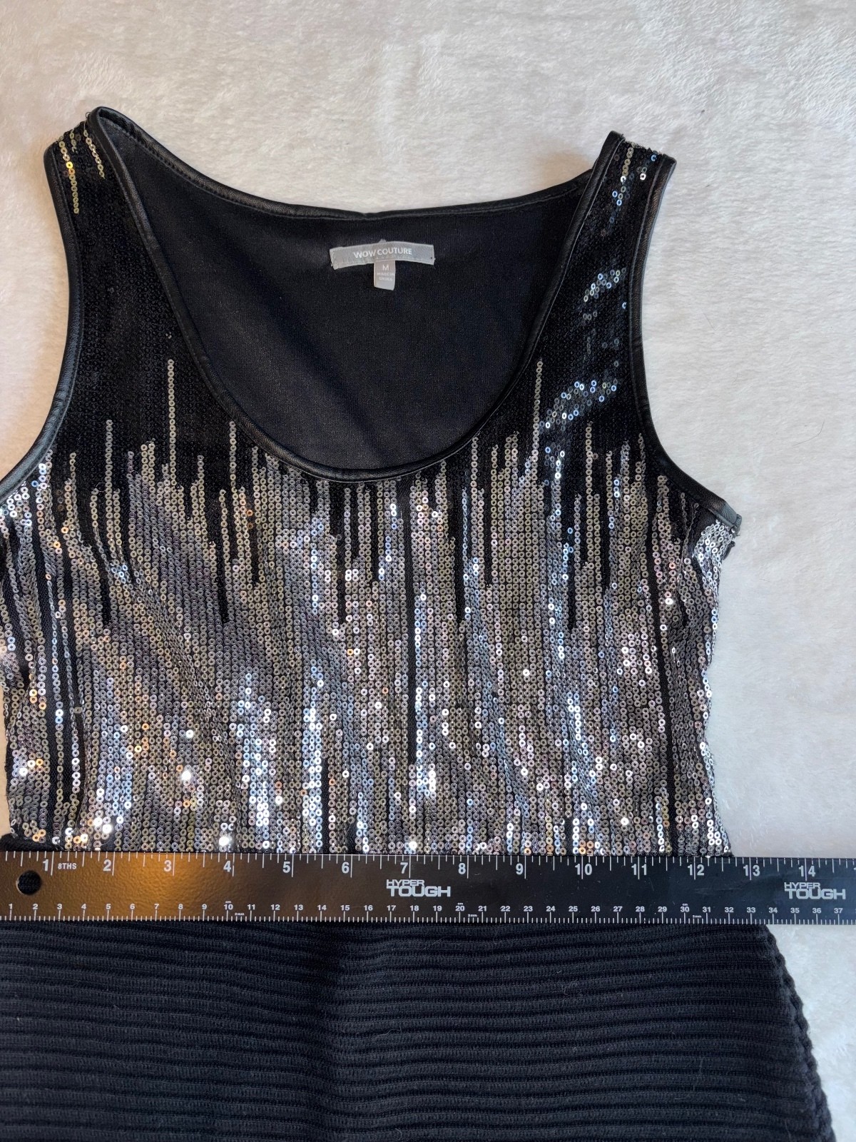 WOW Couture Black & Silver Sequin Bandage Bodycon Mini Dress – Size M