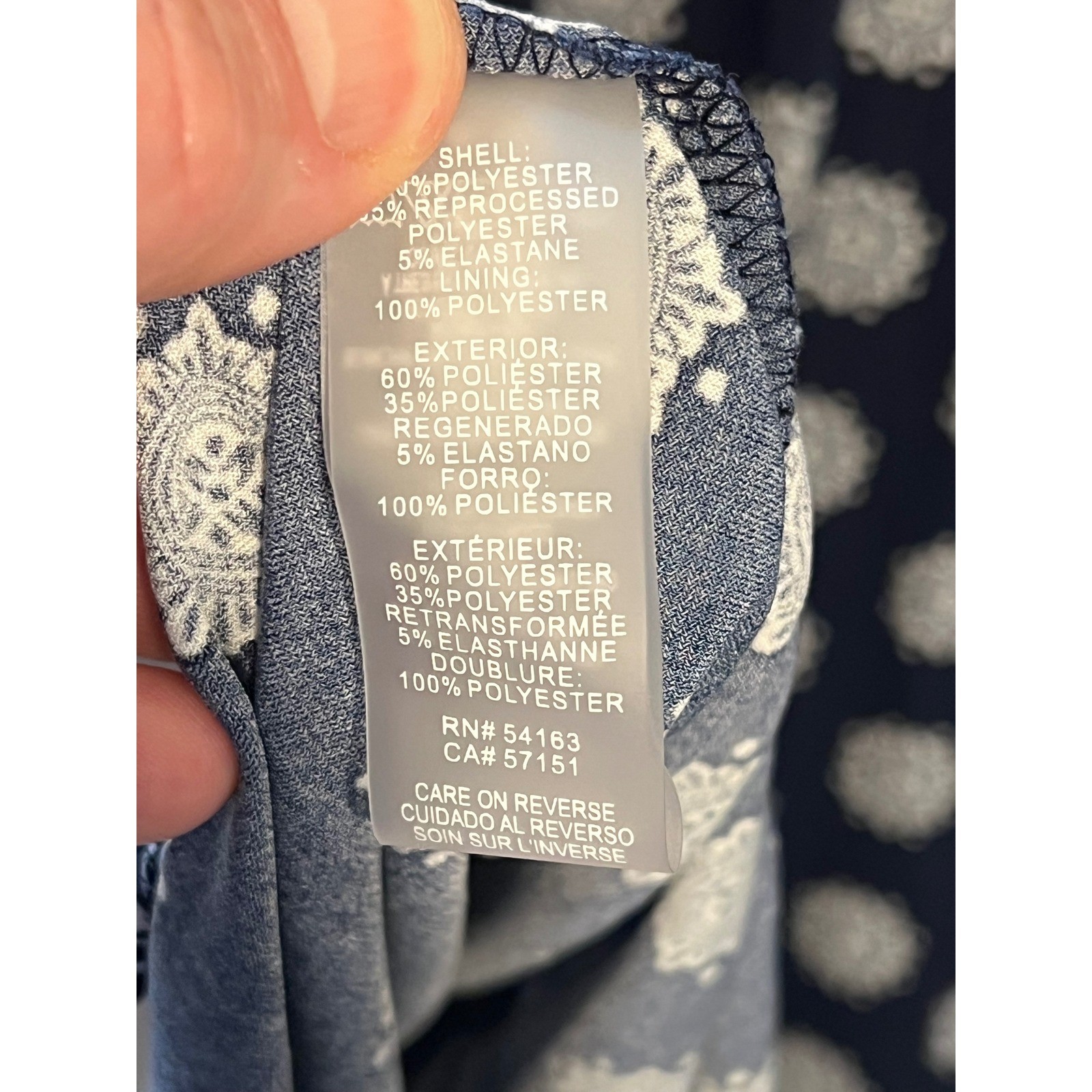 Tommy Hilfiger Womens 22W Navy Blue Medallion Print Faux Wrap A-Line Dress