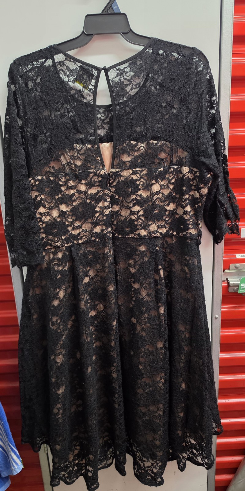 City Chic black floral lace lined fit & flare dress 3/4 sleeve 22W