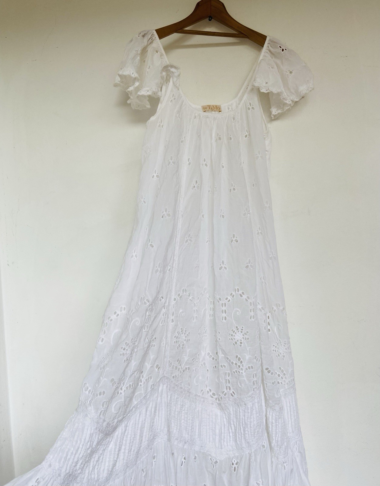 ByTIMO Broderie Anglaise White Cotton /viscose Maxi Dress Ladies SZ S 8 – 10