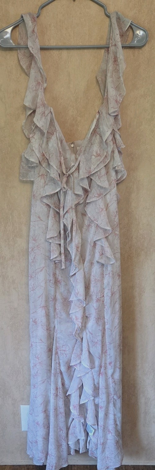 Storia Women’s Ruffle Floral Lined Maxi Dress Size L Fairy Whimsical Princess