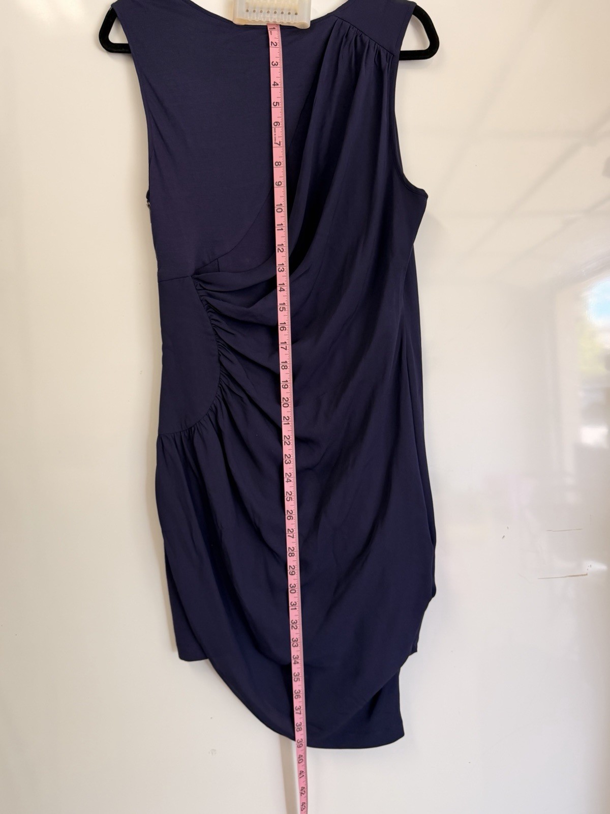 BCBGMAXAZRIA Navy Blue Draped Ruched Asymmetrical Mini Cocktail Dress Sz 10