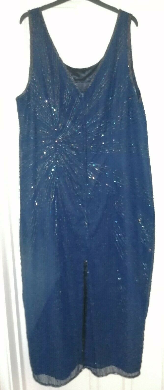 Lyndella Navy Embellished Sequin Evening Dress UK Size 26.
