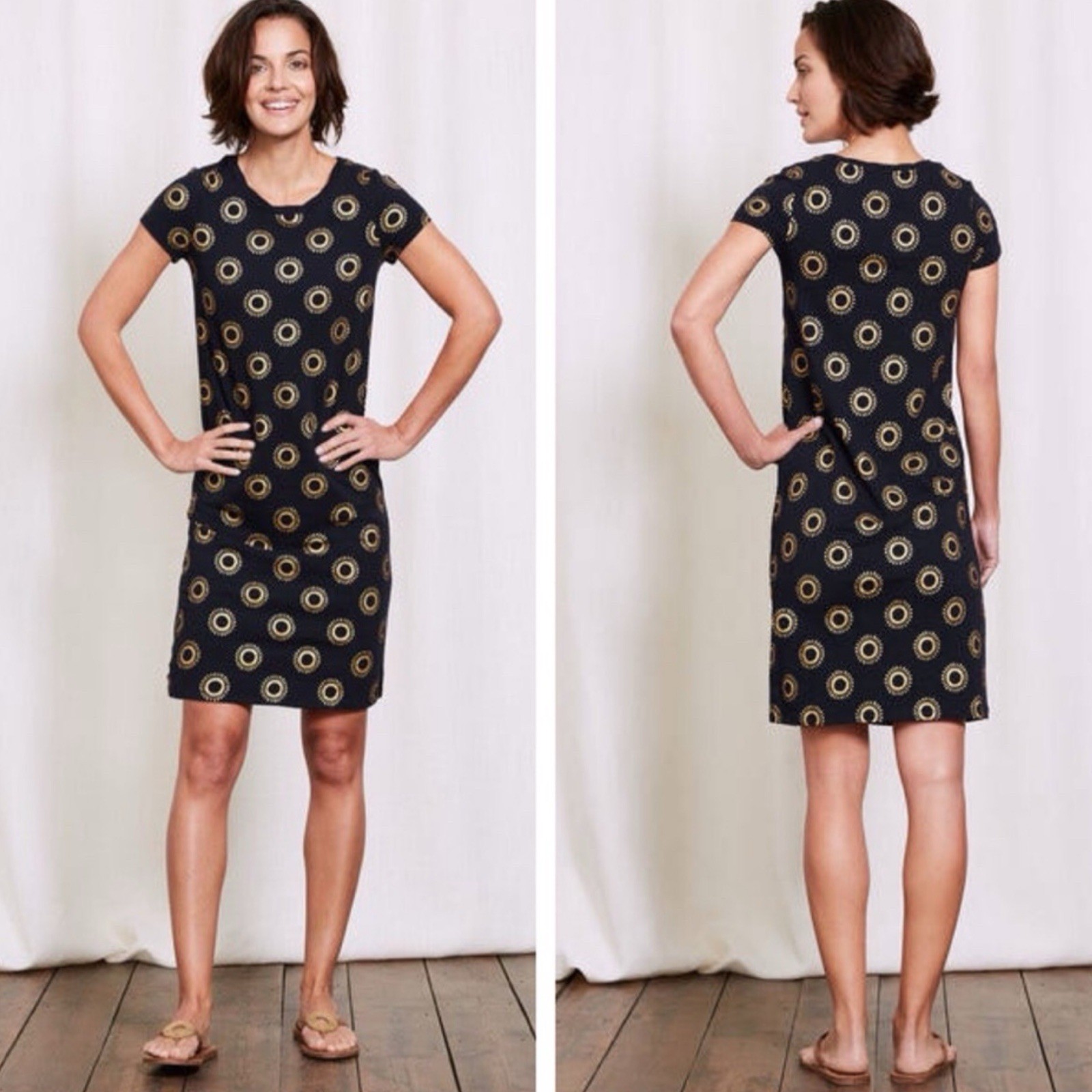 Boden Coralie Jersey T-shirt Dress Navy Blue Sun Novelty Print US Size 6R 6