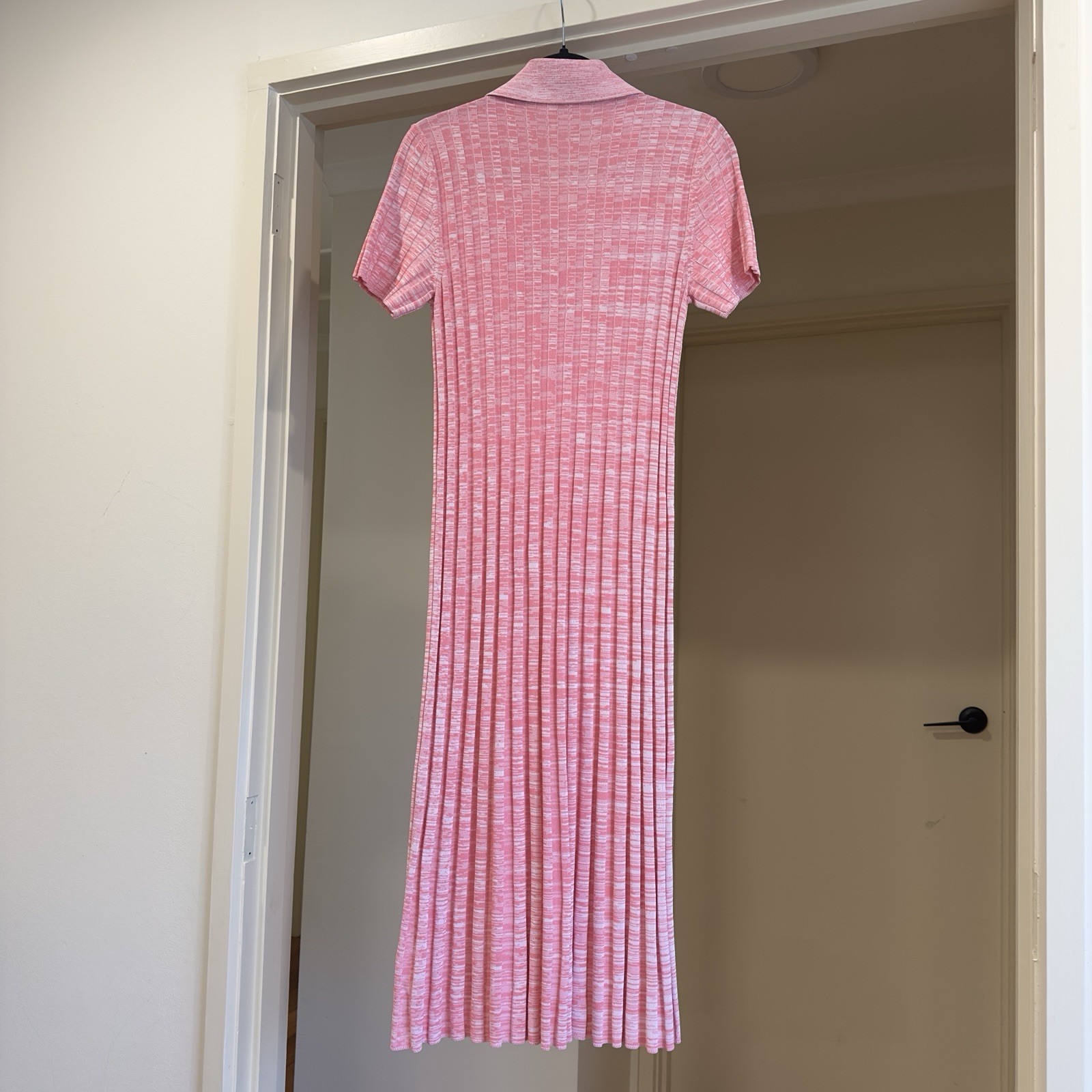 Scanlan Theodore Pleated Rib Placket Dress Pink Pastel VGC RRP$900 Size M