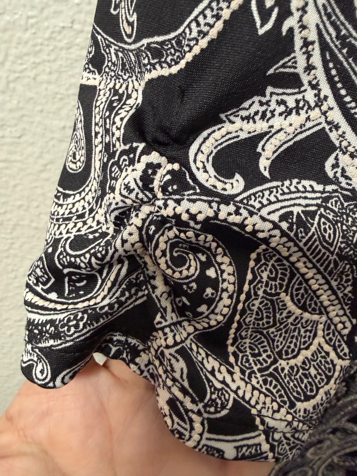 Apt 9 L Black White Paisley Shift Dress High Neck 3/4 Sleeve Pockets Modern Chic