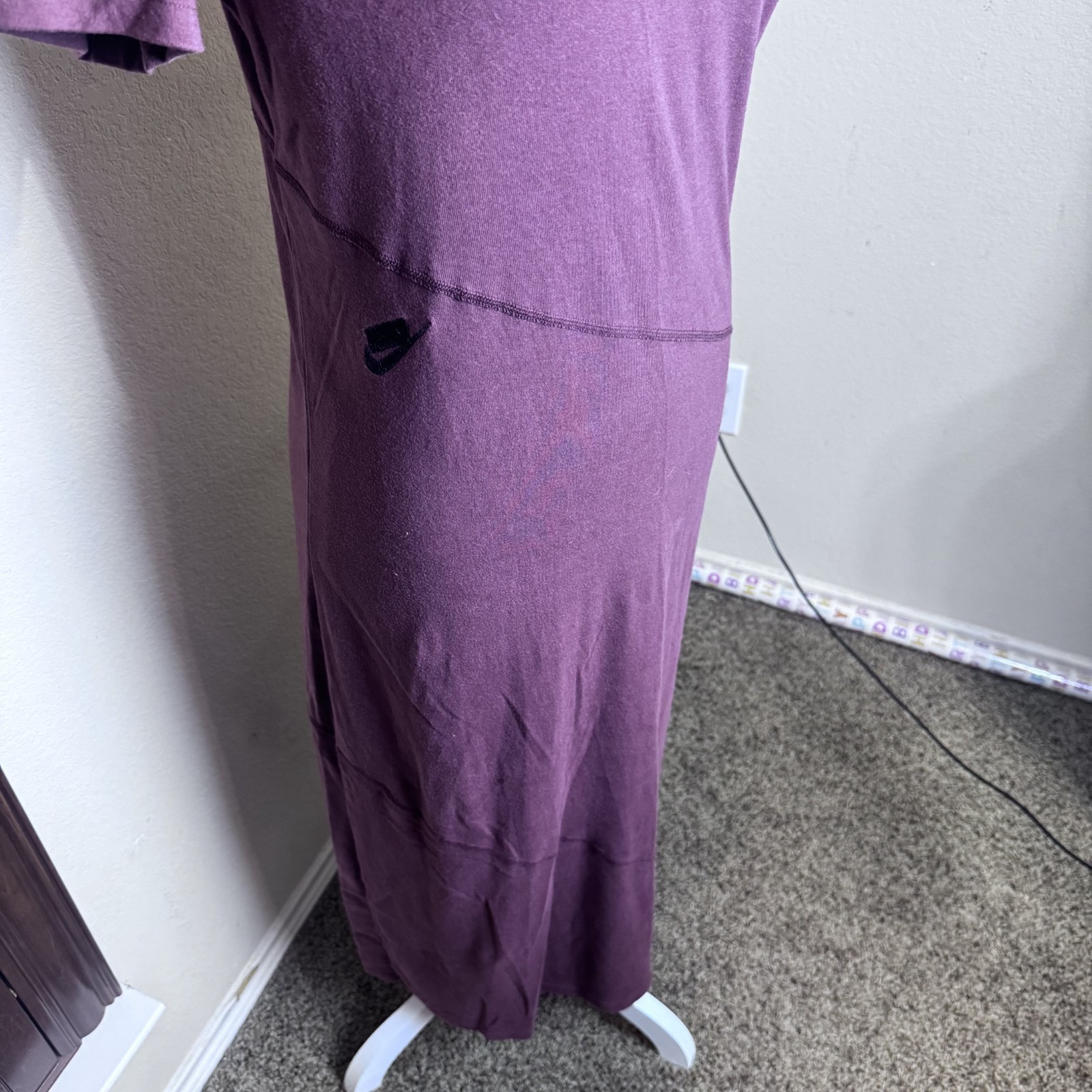 Nike Sportswear Essential Swoosh Bodycon Midi Dress Brown Womens Sz L Athleisure