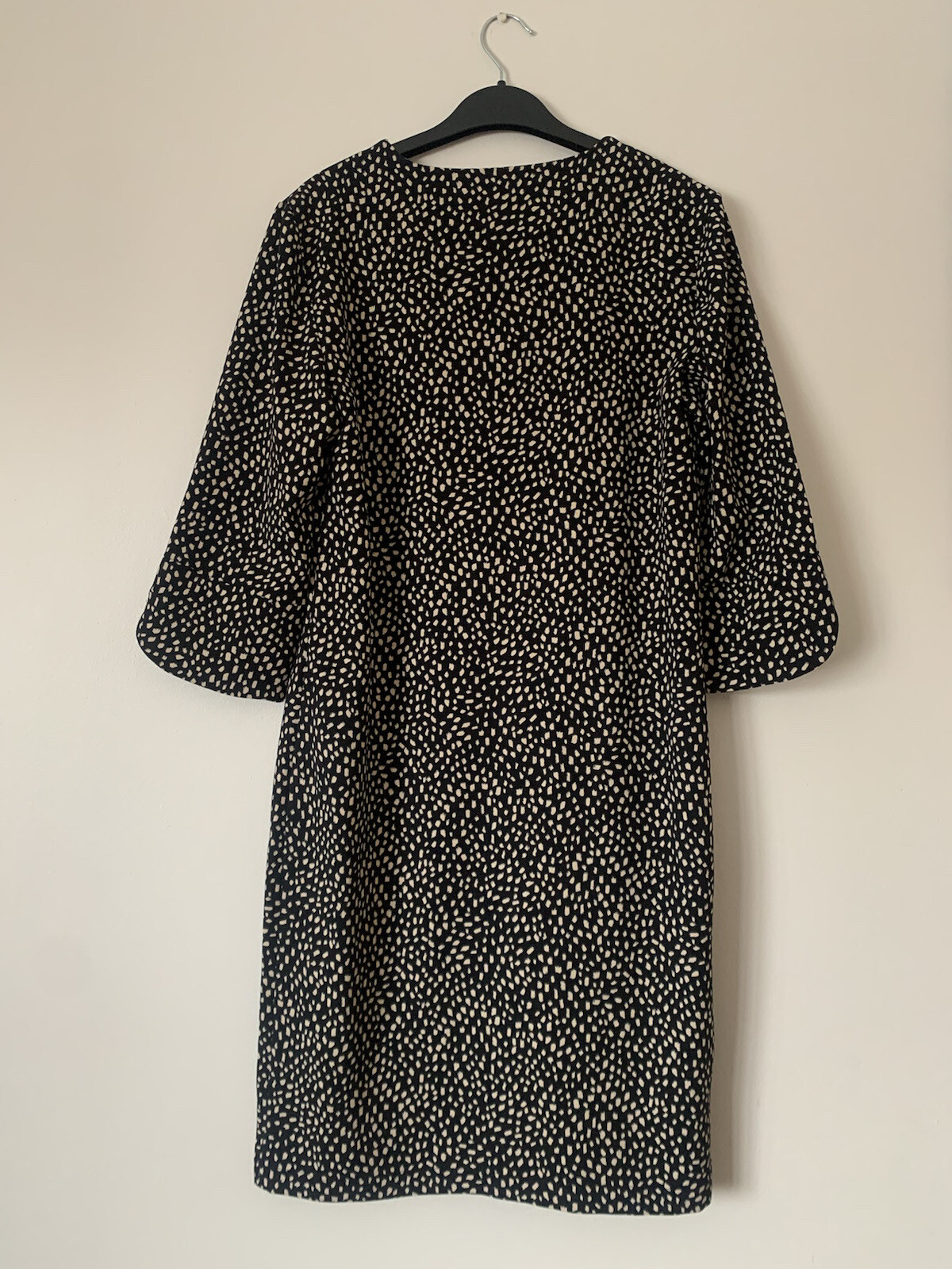 M&S Womens Black Tan Spot Pattern Print Smart Shift Dress Size 8 RRP £25