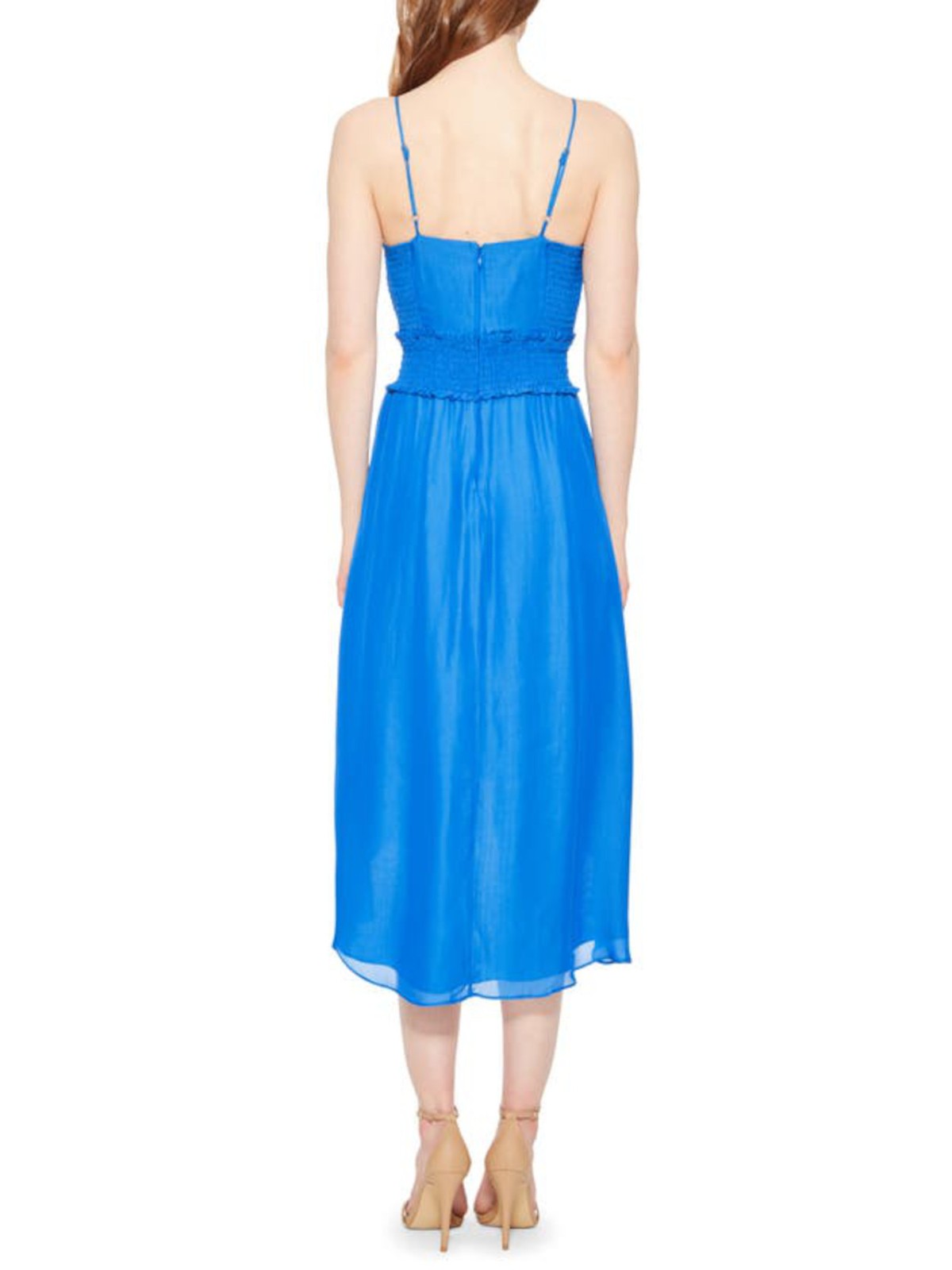 PARKER Womens Blue Tie Adjustable Straps Spaghetti Strap Midi Hi-Lo Dress 4