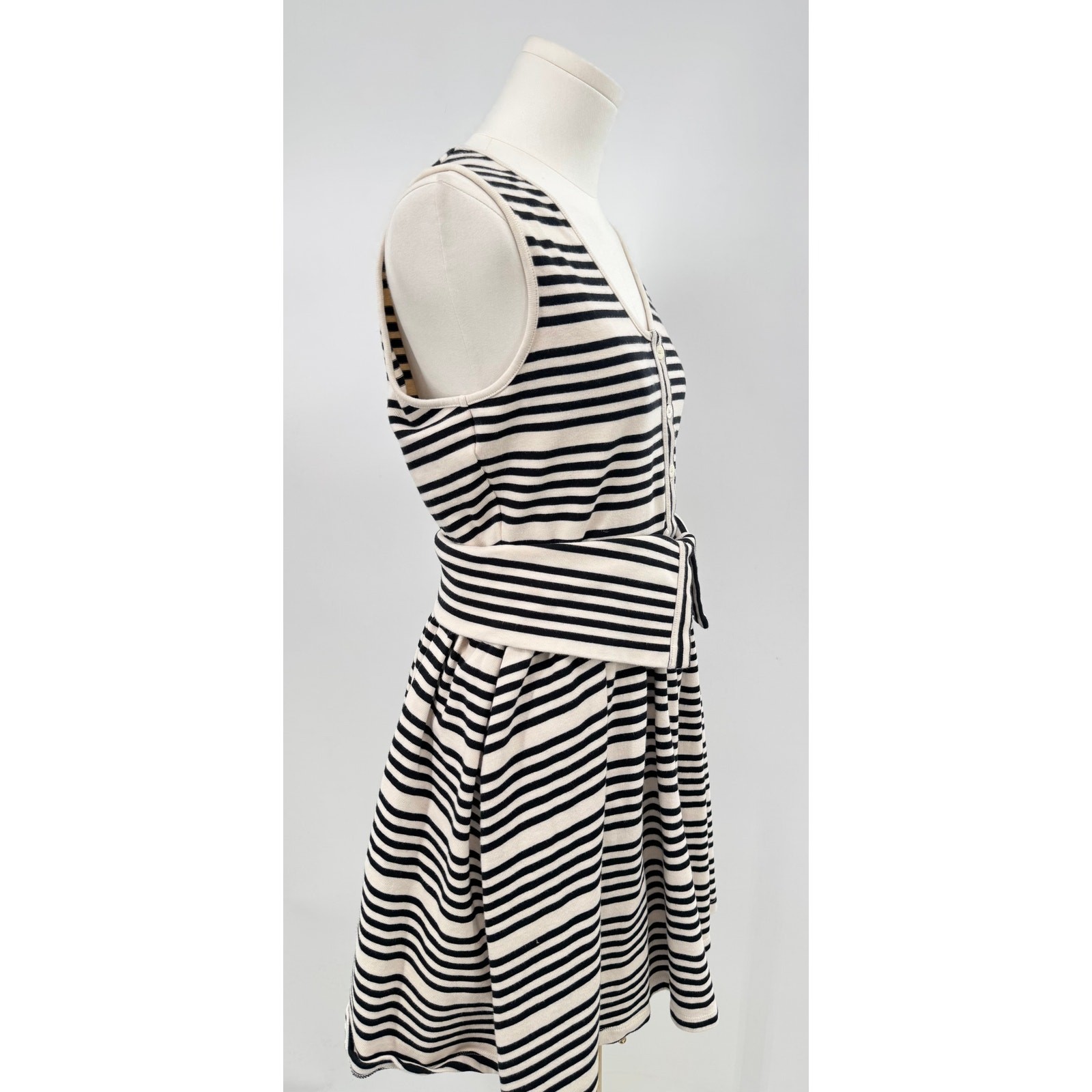 Opening Ceremony Black Ivory Stripe Dress Button Up Sleeveless Mini Small