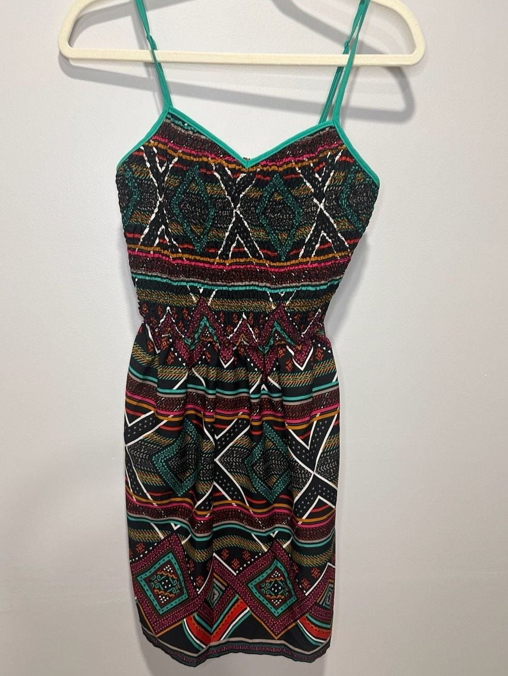 Earthbound Trading Co. Women’s Boho Tribal Print Sleeveless Smocked Sundress Siz
