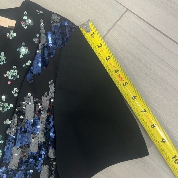 Tory Burch Retro Sequin Colorblock Shift Dress Black Cream Sz L Mob Wife Luxury