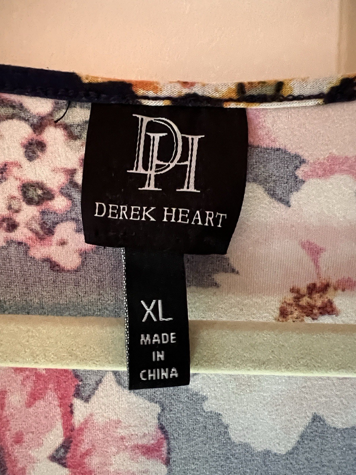 Derek Heart Navy Floral Wrap V-Neck Knee Dress Short Sleeve Tie Stretch XL