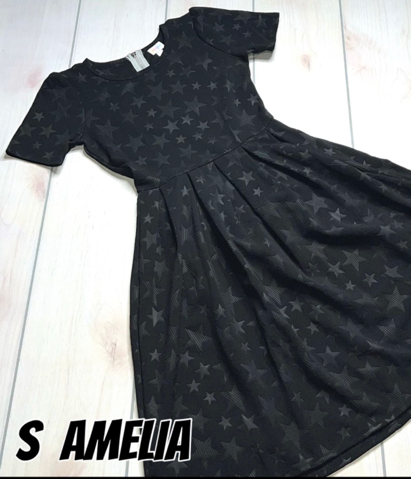 LuLaRoe Amelia Dress with Star Texture Black Size Small