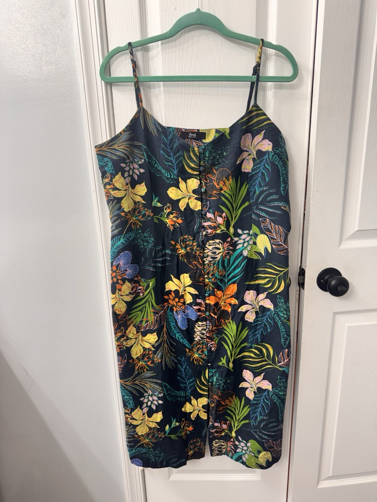 find Navy Spaghetti Strap Floral Sundress Button Cotton Blend Sz 20 Resort Wear