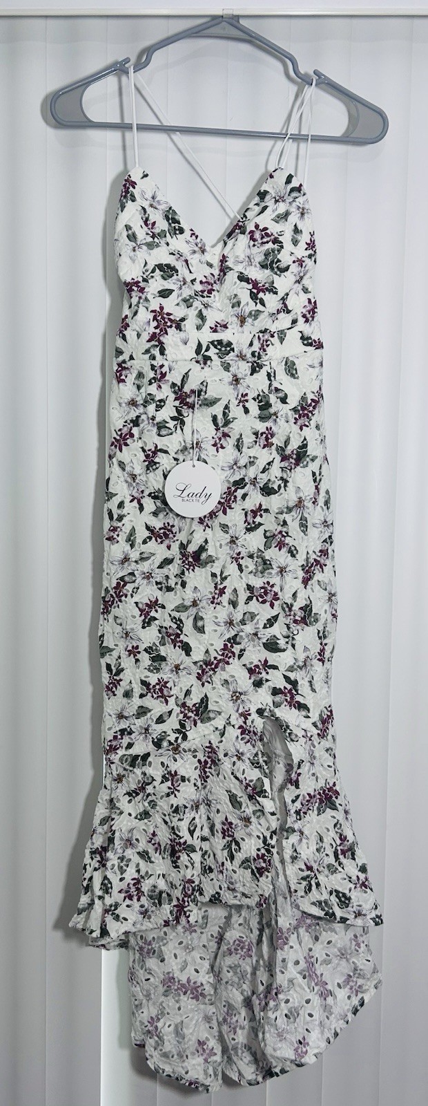 Lady Black Tie Women’s Embroidered Eyelet Lace Formal Midi Dress Size 4
