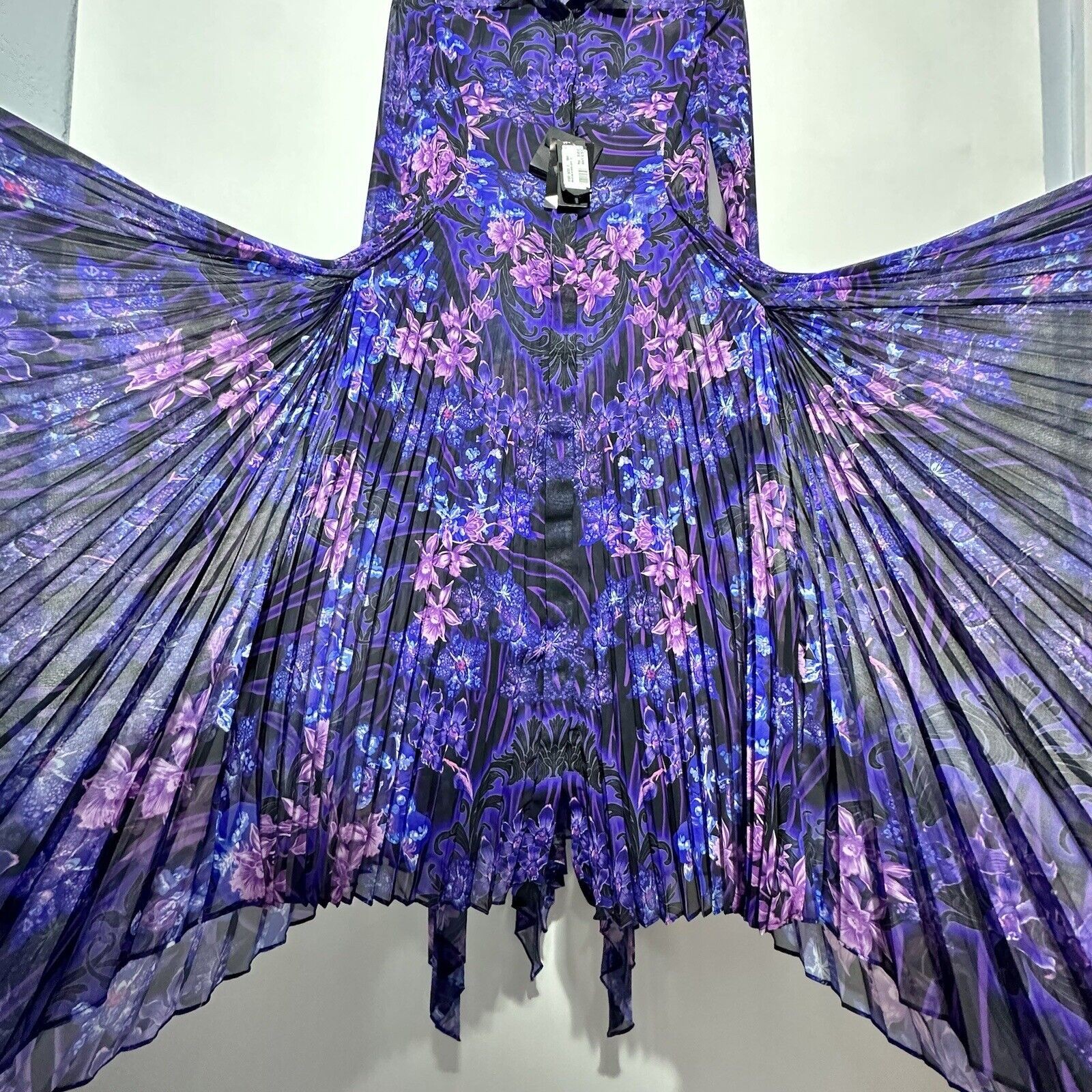 NWT Versace 42 US 6 Runway SS23 Plisse Dress All Over Orchid Purple $5,425