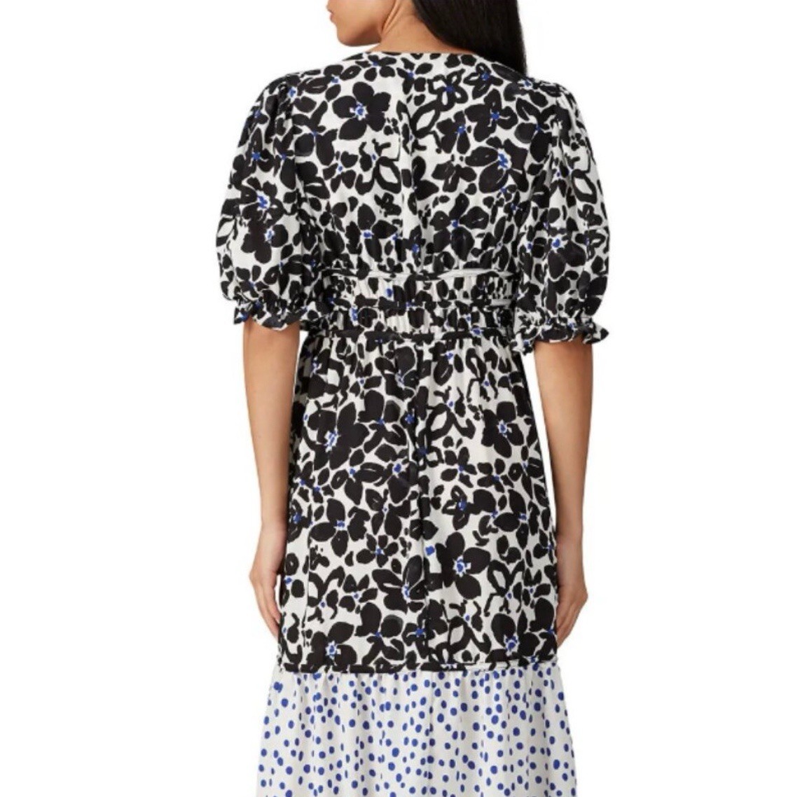 Love, Whit By Whitney Port Black & White Floral Puff Sleeve Dress