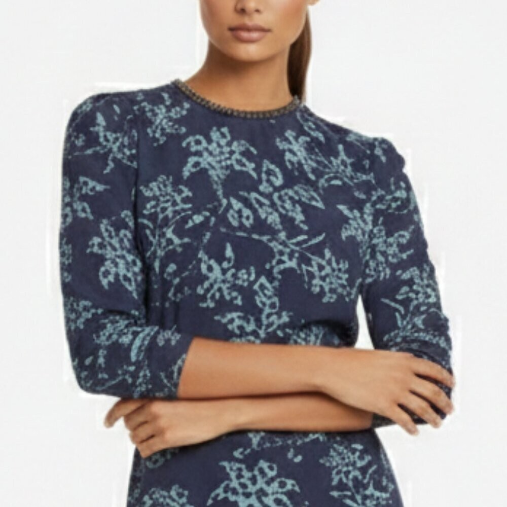 REISS Melody Blue Floral Print Dress – Size 6 (NWT)