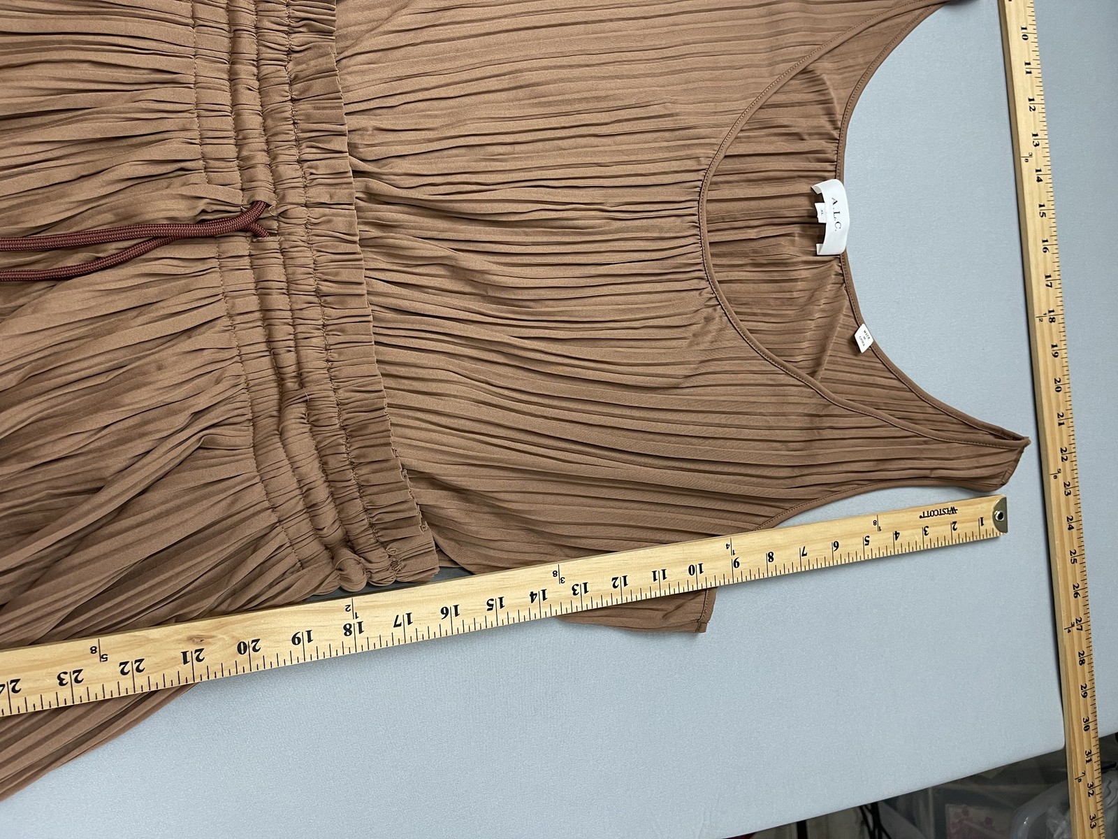 Women’s A.L.C. Pleated Sleeveless Maxi Dress Brown Size XL