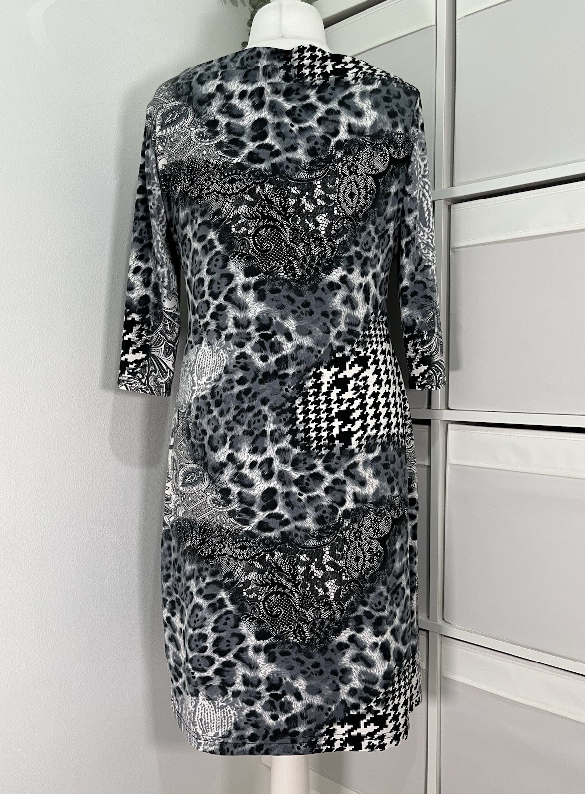Joseph Ribkoff Jersey Bodycon Sheath Dress Size 16 Black/grey Evening Occasion