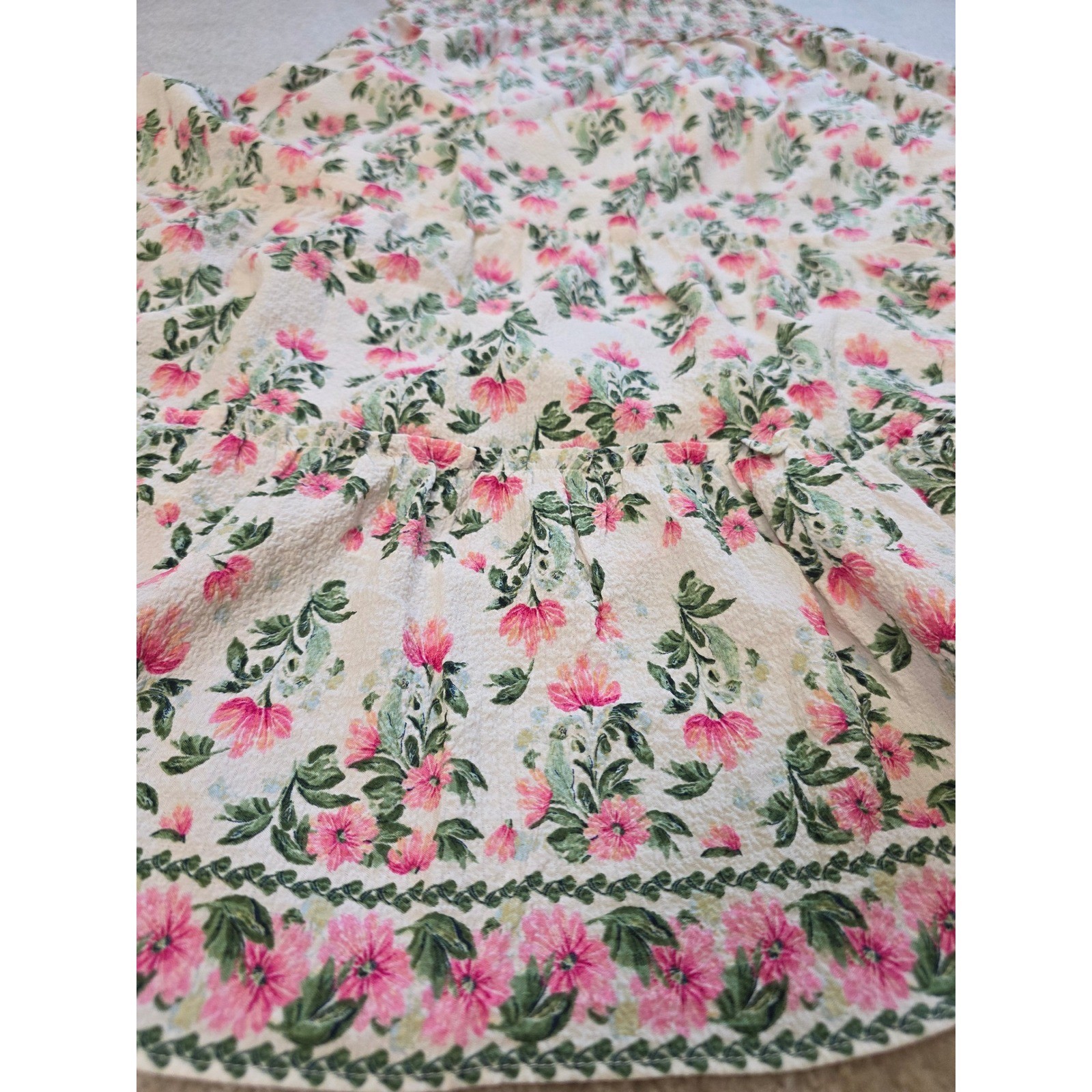 Max studio London Floral Smocked Maxi Dress Pink Green Ruffle Tiered 3X NWT