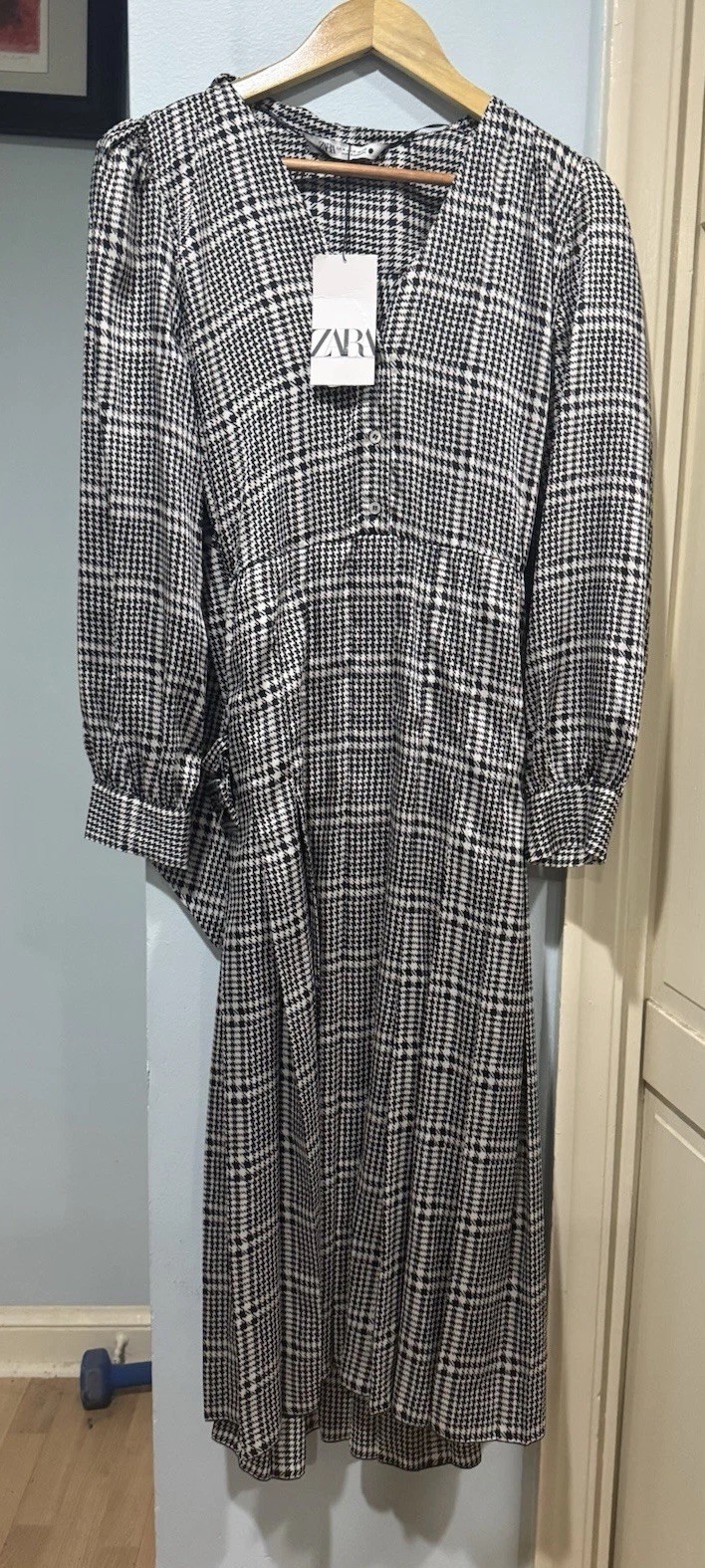 ZARA Printed Dress With Belt BLACK/ WHITE SIZE M BNWT Seen On Kate Middleton