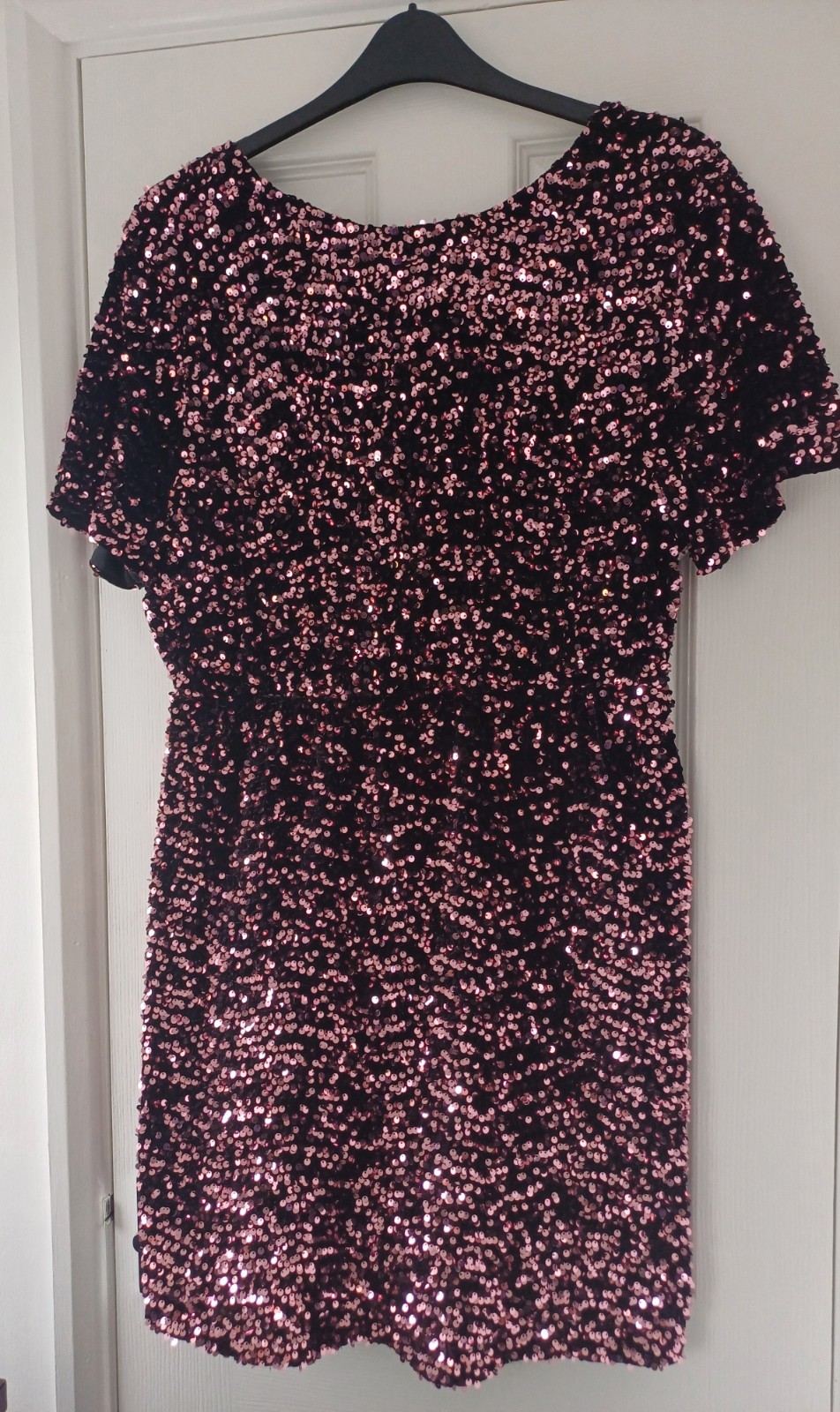 BNWT sz 18 DUSKY PINK SEQUIN BOW BACK EVENING DRESS COCKTAIL PARTY CRUISE NEW