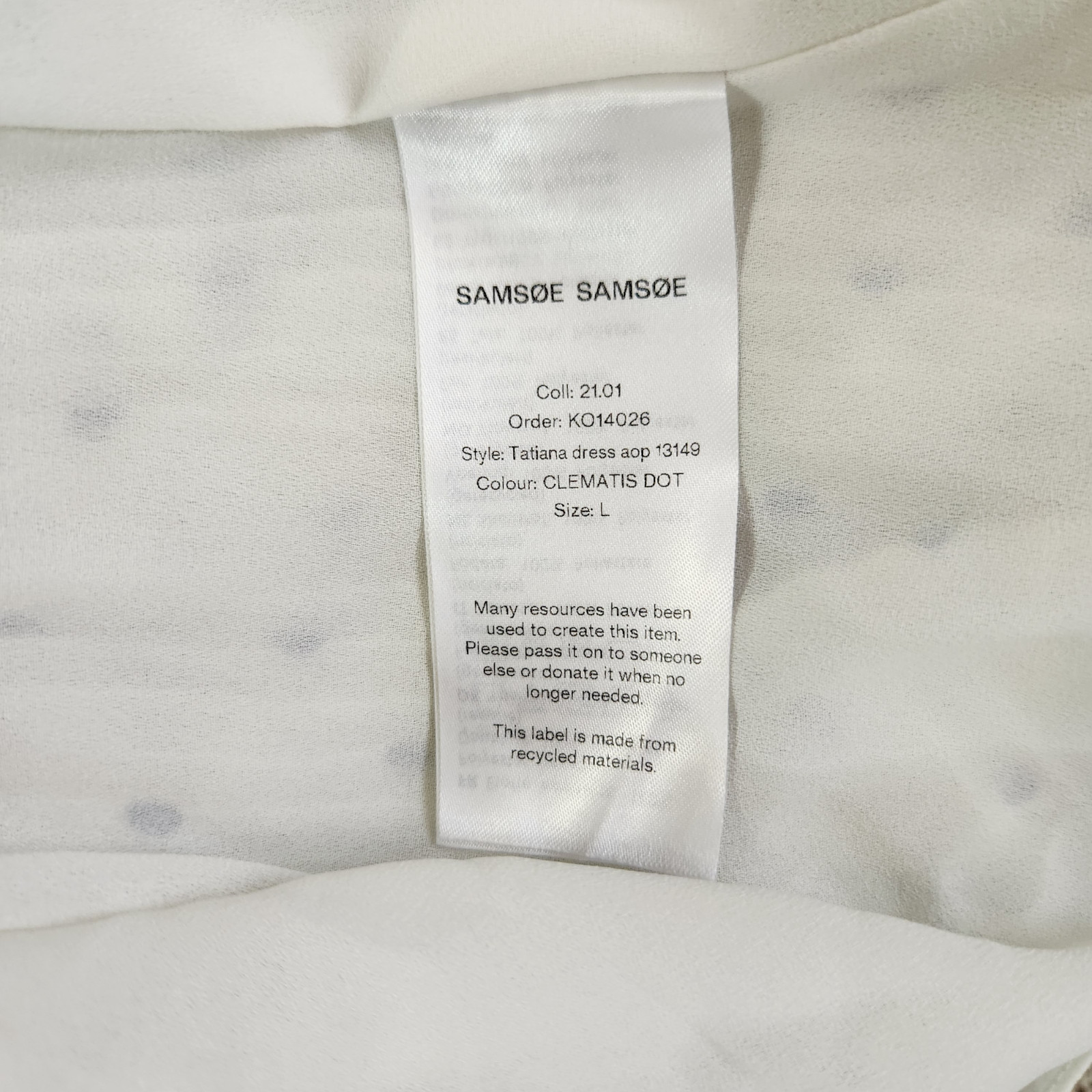 NWT Samsoe Samsoe Womens Large White Pleated Blue Polka Dot Maxi Dress Tatiana