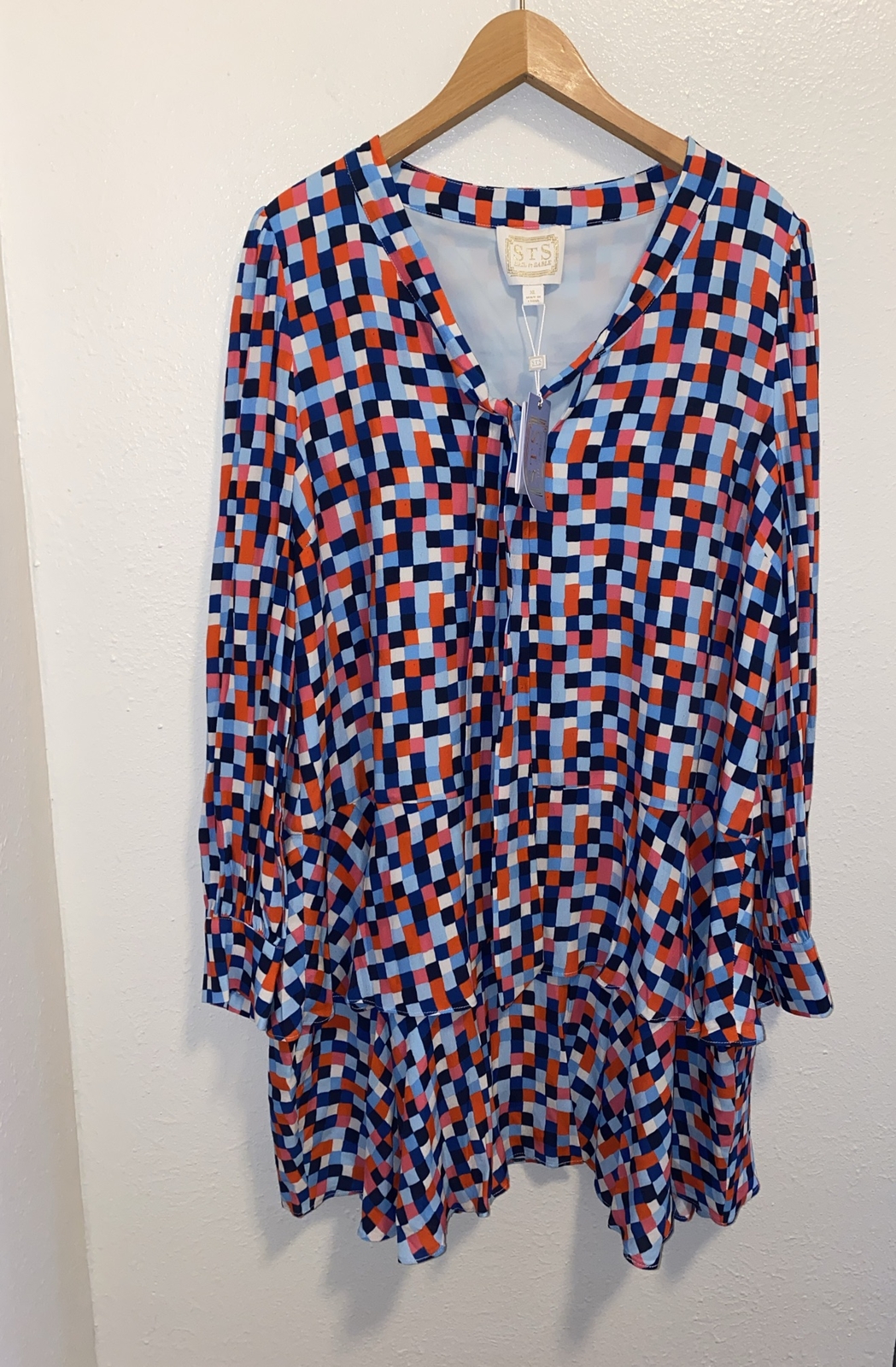 STS Sail to Sable Resort Cruise Geo Print Dress Size XL Long Sleeve Coastal NWT