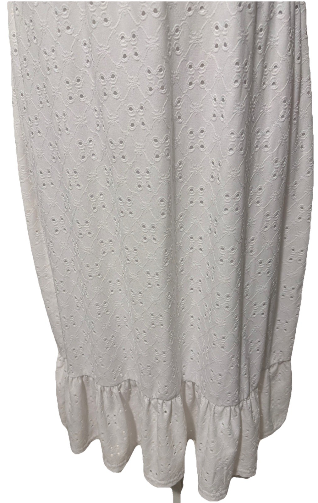 Chic White Resort Cottagecore Bohemian Eyelet Midi Dress Sz Small Flowy Cruise