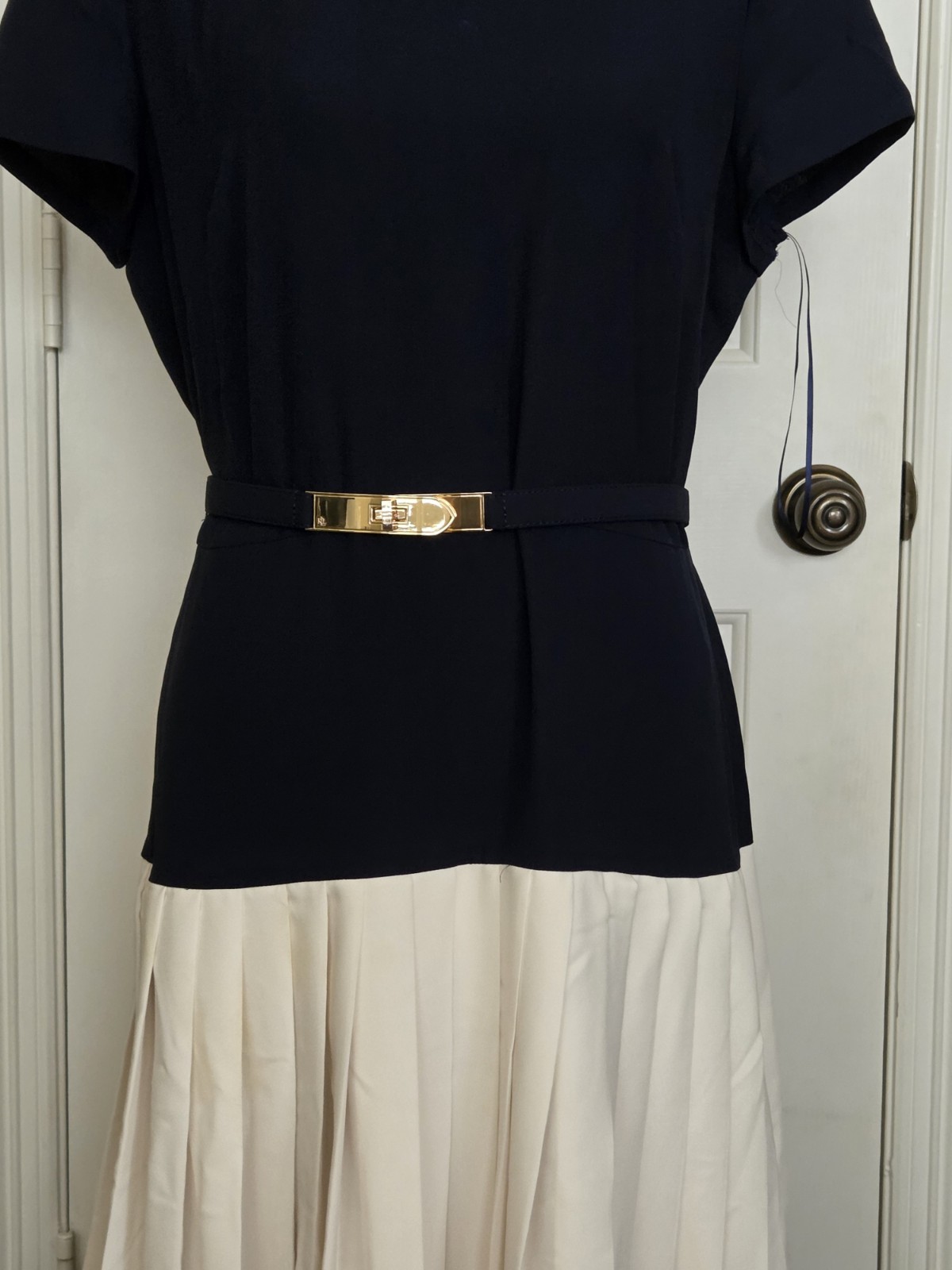 Ralph Lauren Two Toned Belted Georgette Dress Size 6
