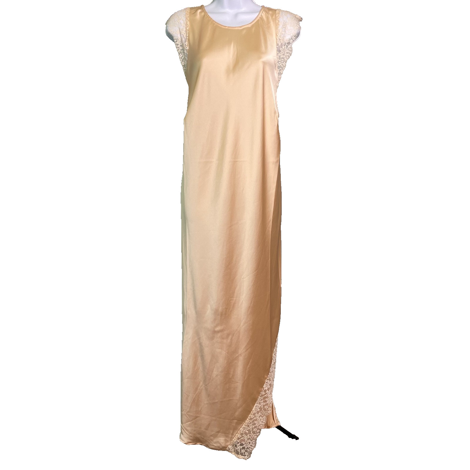 NWT Future Collective Maxi Slip Dress Womens 2X Peach Champagne Satin Sexy Night