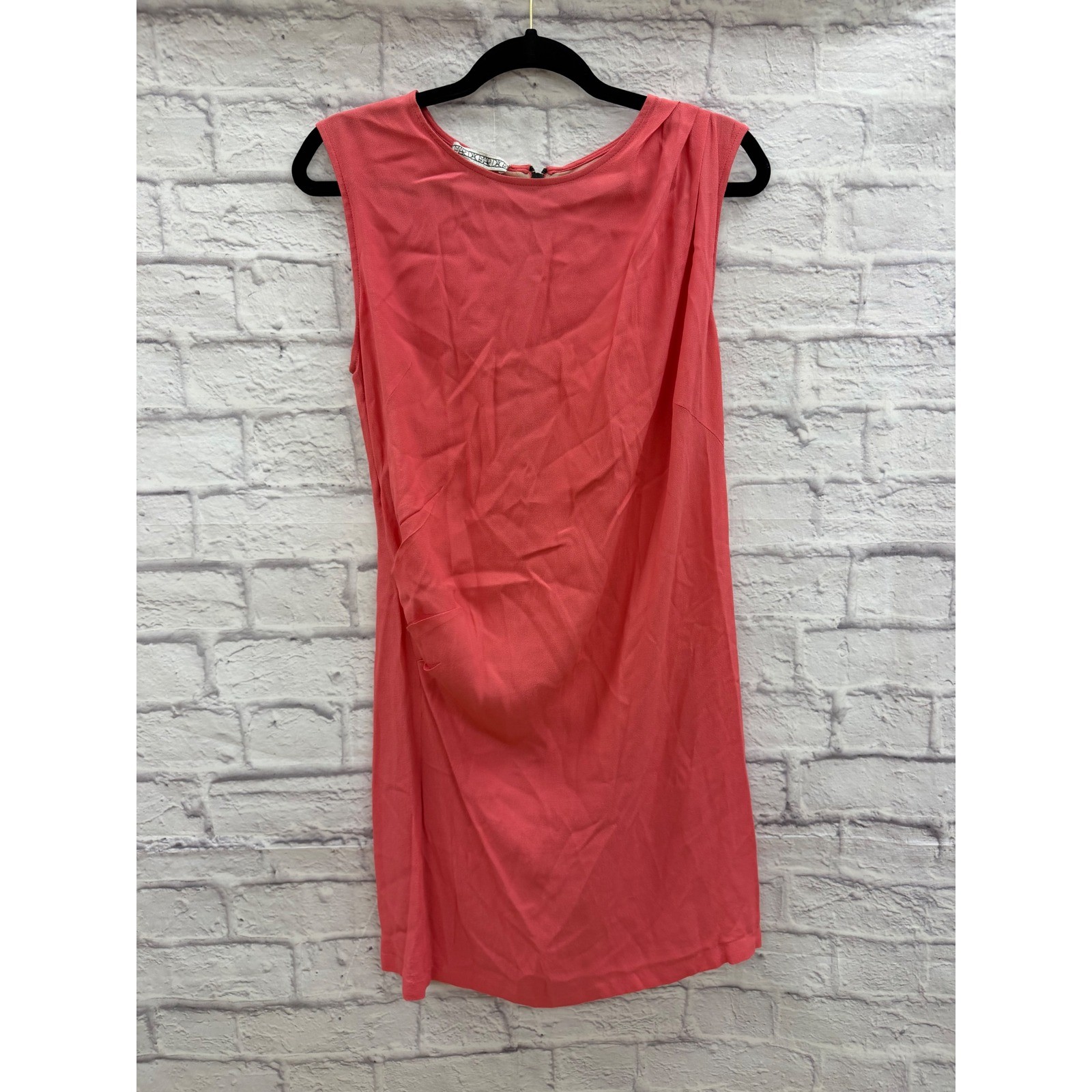 House of Dagmar Peachy Pink Side Ruched Sleeveless Sheath Dress Sz 36 US 4 S